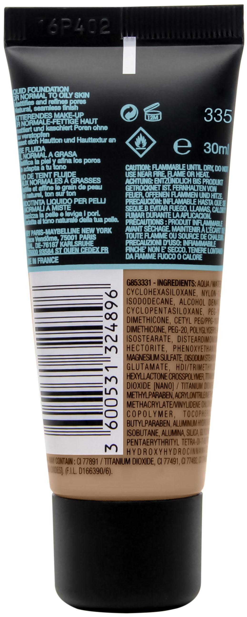 MAYBELLINE NEW YORK Foundation FIT ME! MATTE + PORELESS MAKE-UP, für einen natürlich mattierten Teint, leichte bis mittlere Deckkraft