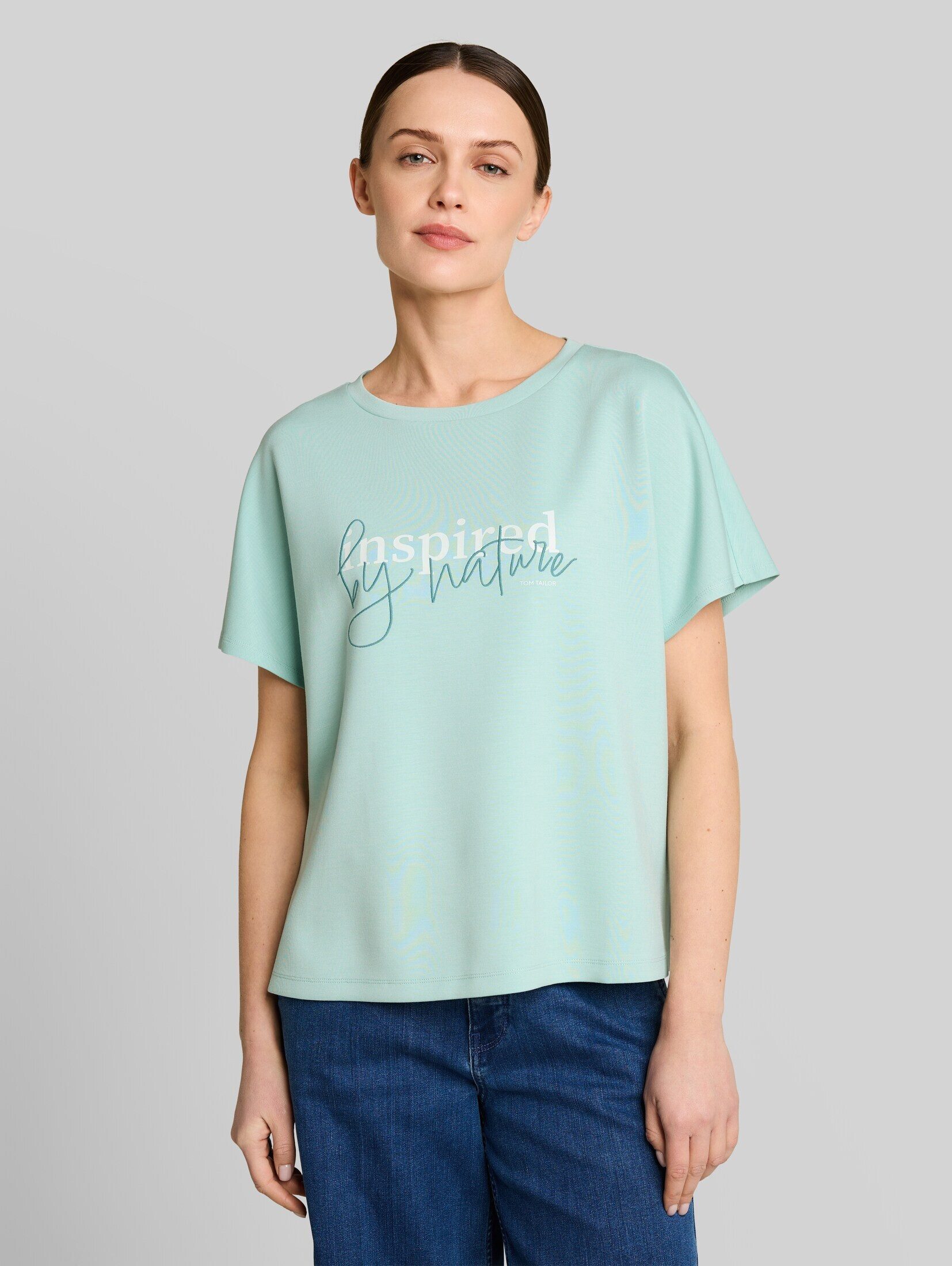TOM TAILOR T-Shirt T-Shirt (im Einserpack) Loose Fit Scuba T-Shirt mit Print