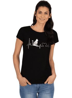 Trigema T-Shirt mit 1/4-Arm und Katzen-Druckmotiv