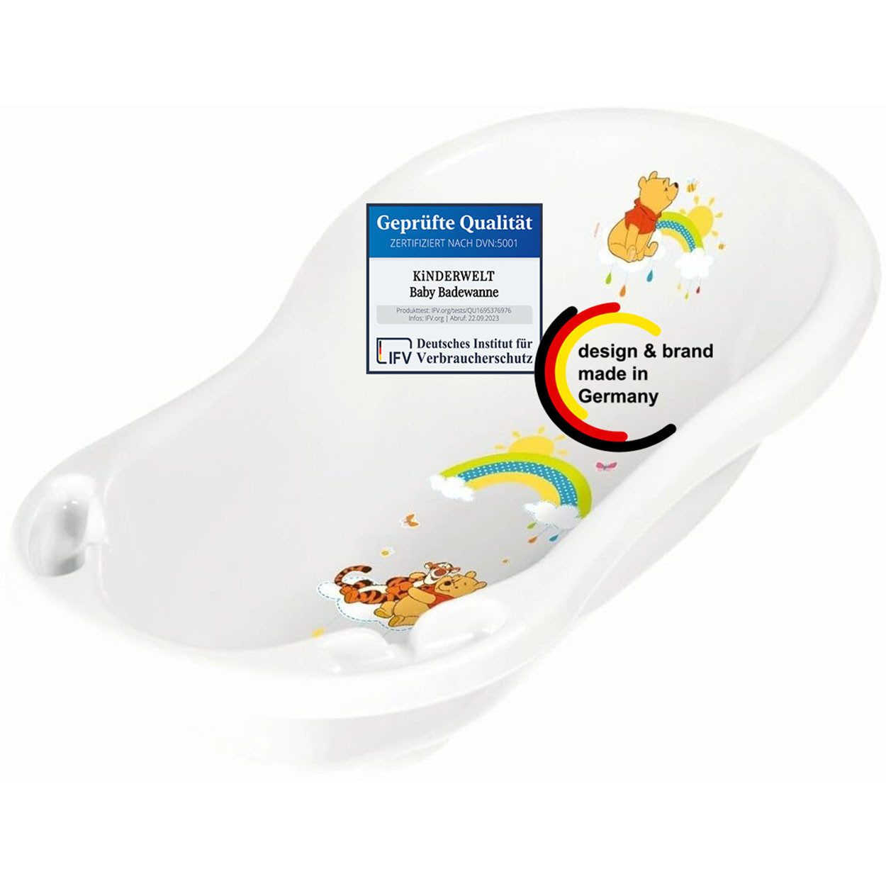 Babybadewanne Baby Badewanne 84 cm Disney Winnie Puuh weiß Babywanne