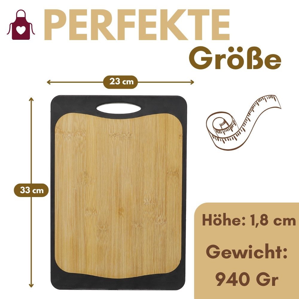 GarPet Schneidebrett Schneidebrett Kunststoff und Bambus 2in1 mit Anti-Rutsch Küchenbrett – Bild 2 von 5