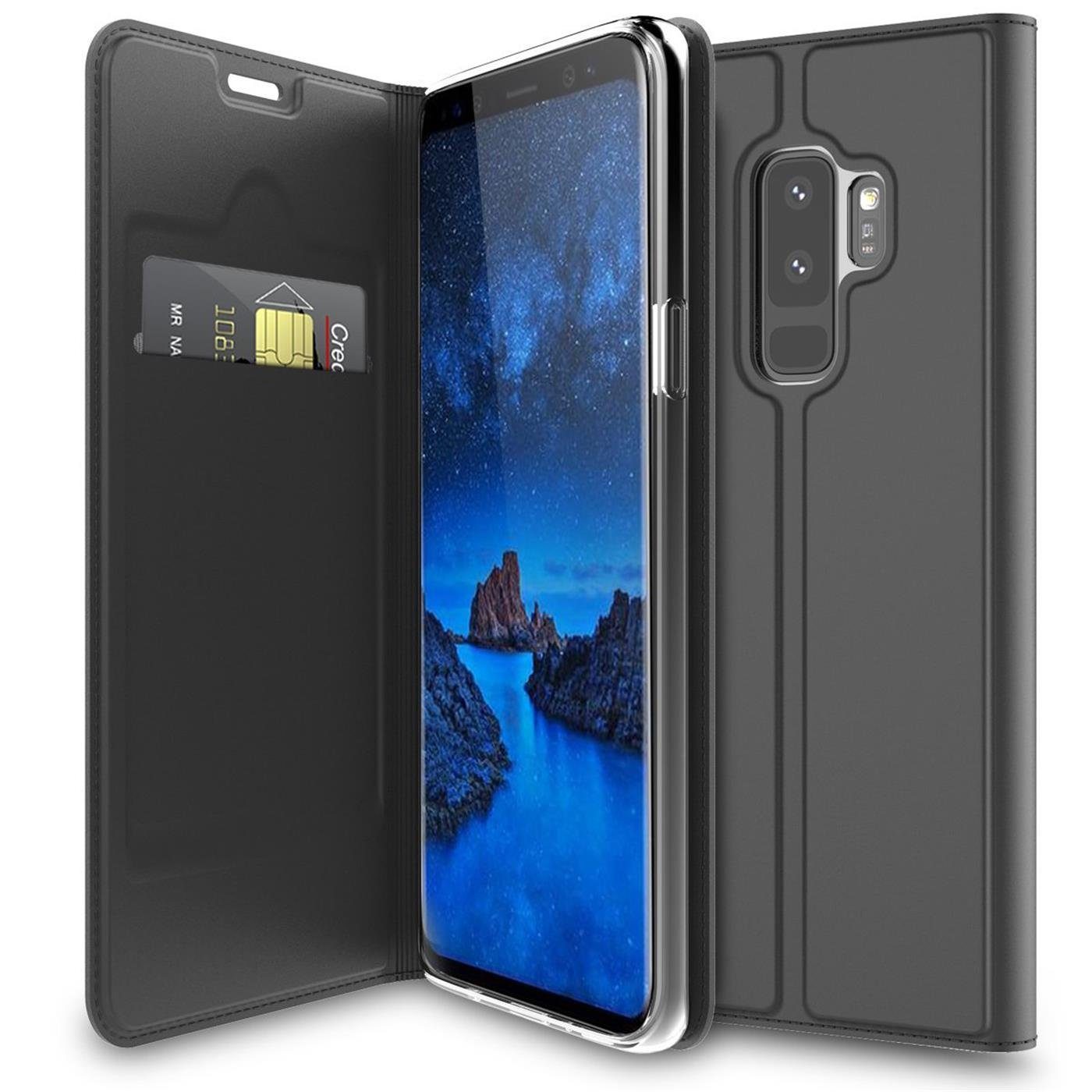 CoolGadget Handyhülle Magnet Case Handy Tasche für Samsung Galaxy S9 Plus 6,2 Zoll, Hülle Klapphülle Ultra Slim Flip Cover für Samsung S9+ Schutzhülle