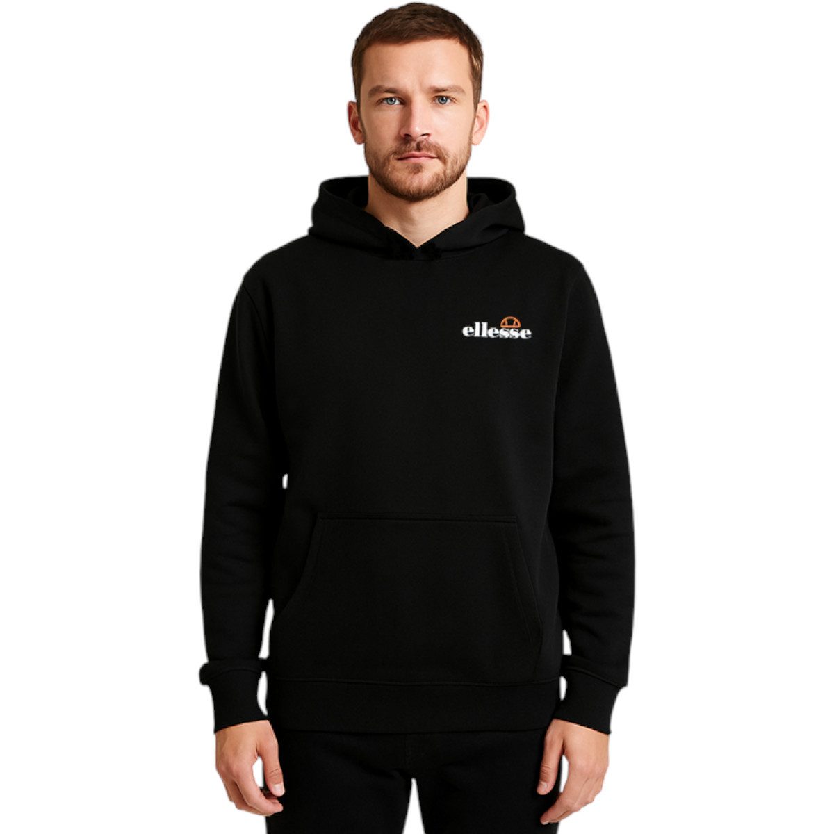 Ellesse Hoodie Ellesse Dino Herren Hoodie Schwarz mit Ärmelstreifen & Print Ellesse Herren Sweatshirt mit Kapuze