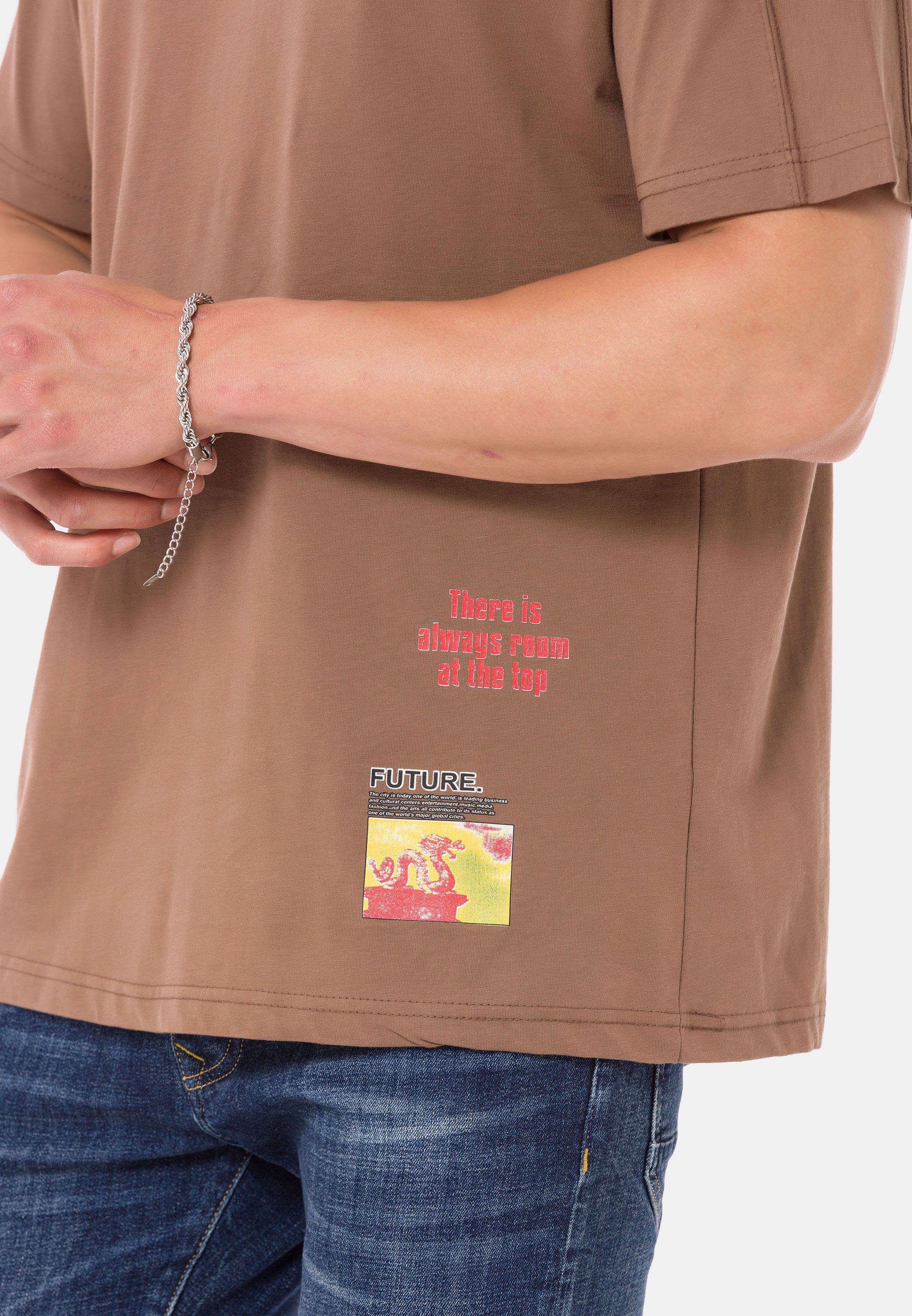 Halesowen T-Shirt RedBridge braun großem mit Rückenprint