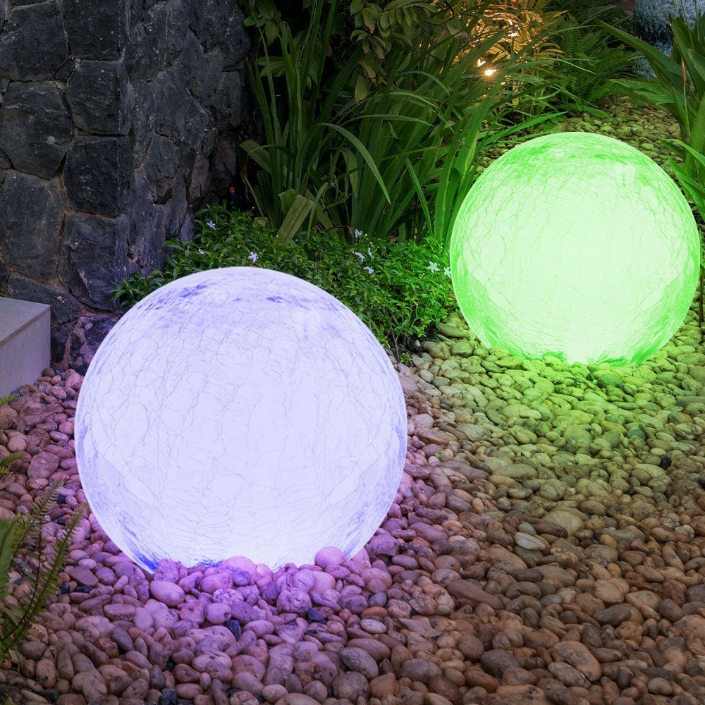 etc-shop LED RGB Farbwechsel, Kugel verbaut, fest LED LED-Leuchtmittel Beleuchtung Gartenleuchte, Glas Solar Lampe Leuchte Steck