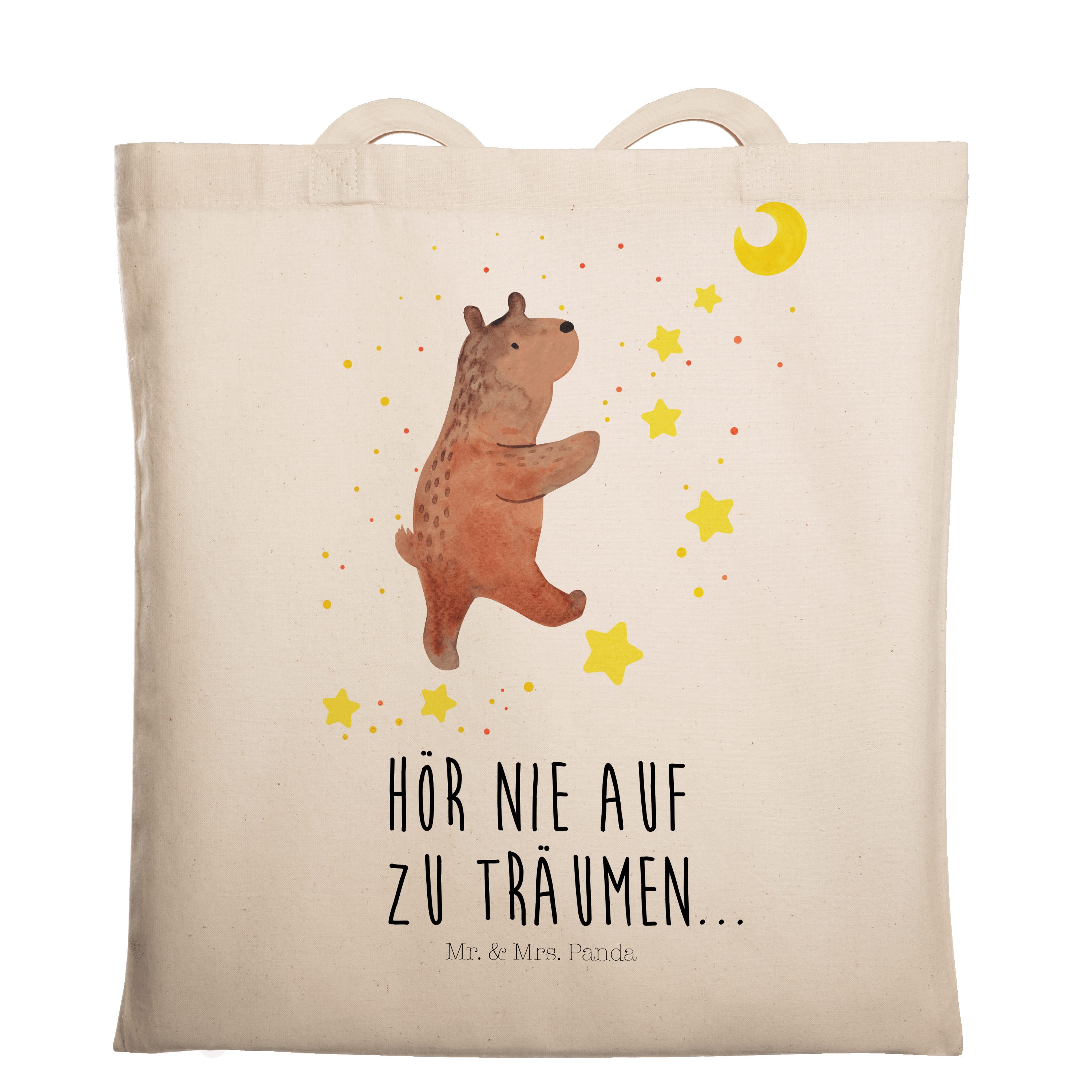 Mr. & Mrs. Panda Tragetasche Bär Träume - Transparent - Geschenk, Beuteltasche, Teddybär, Jutebeu (1-tlg) | Canvas-Taschen