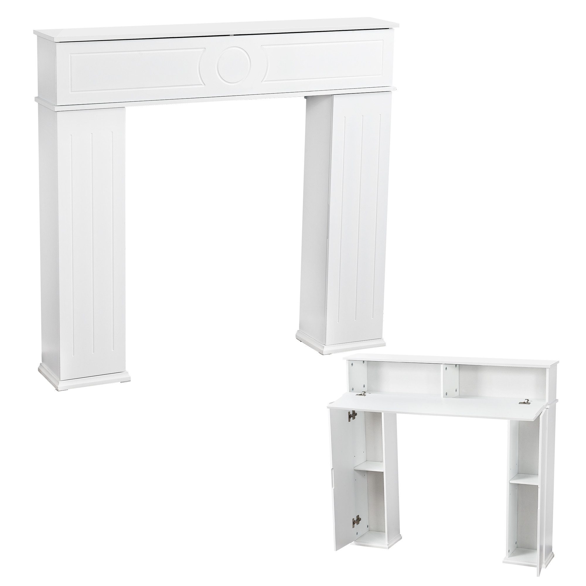 FUROKOY Kaminumbauschrank Geheimfach Kaminkonsole mit Stauraum,Wandregal Ka günstig online kaufen