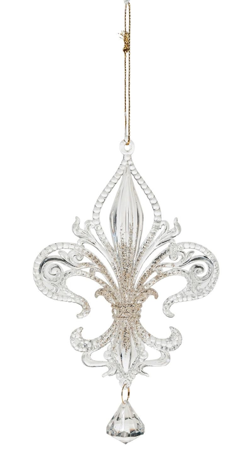 INNA-Glas Dekohänger Heraldische Lilie AZARIEL, Hänger, Glitzer, transparent-Gold, 15cm