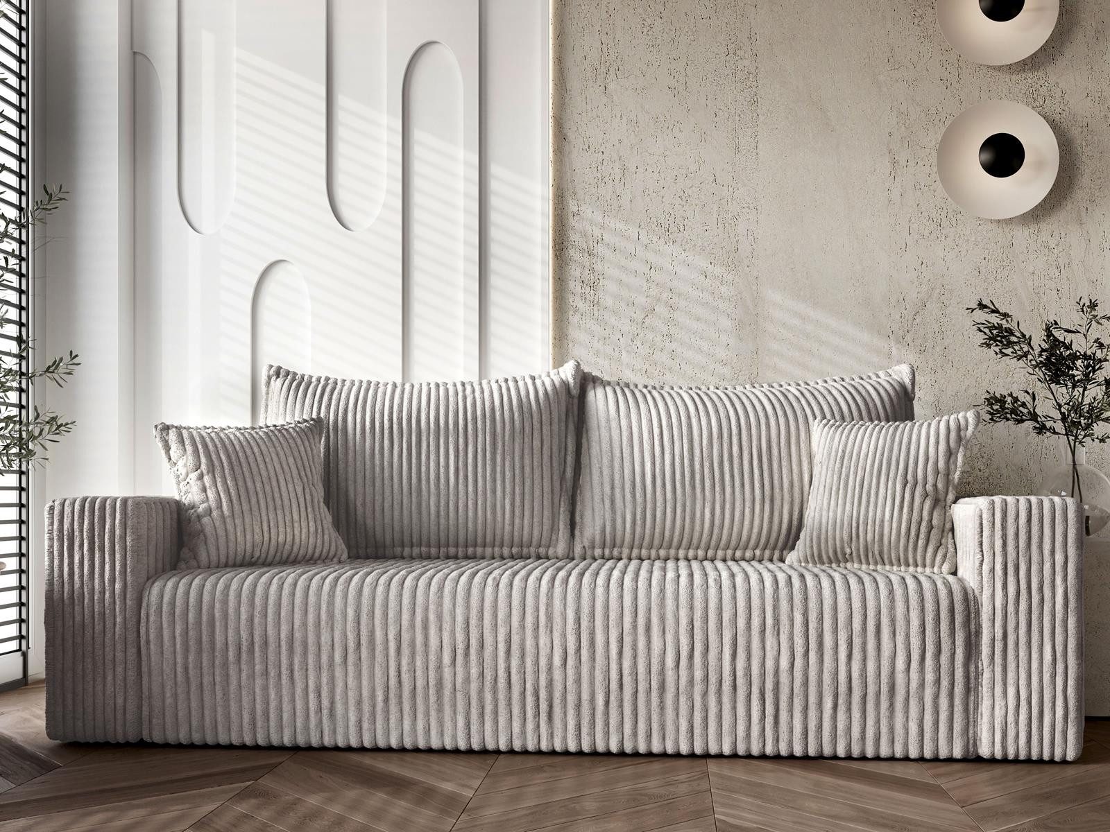 Compleo Schlafsofa mit gemütlichen Stoff, mit Bettfunktion, Bettkasten, Modern Sofa mit Schlaffunktion