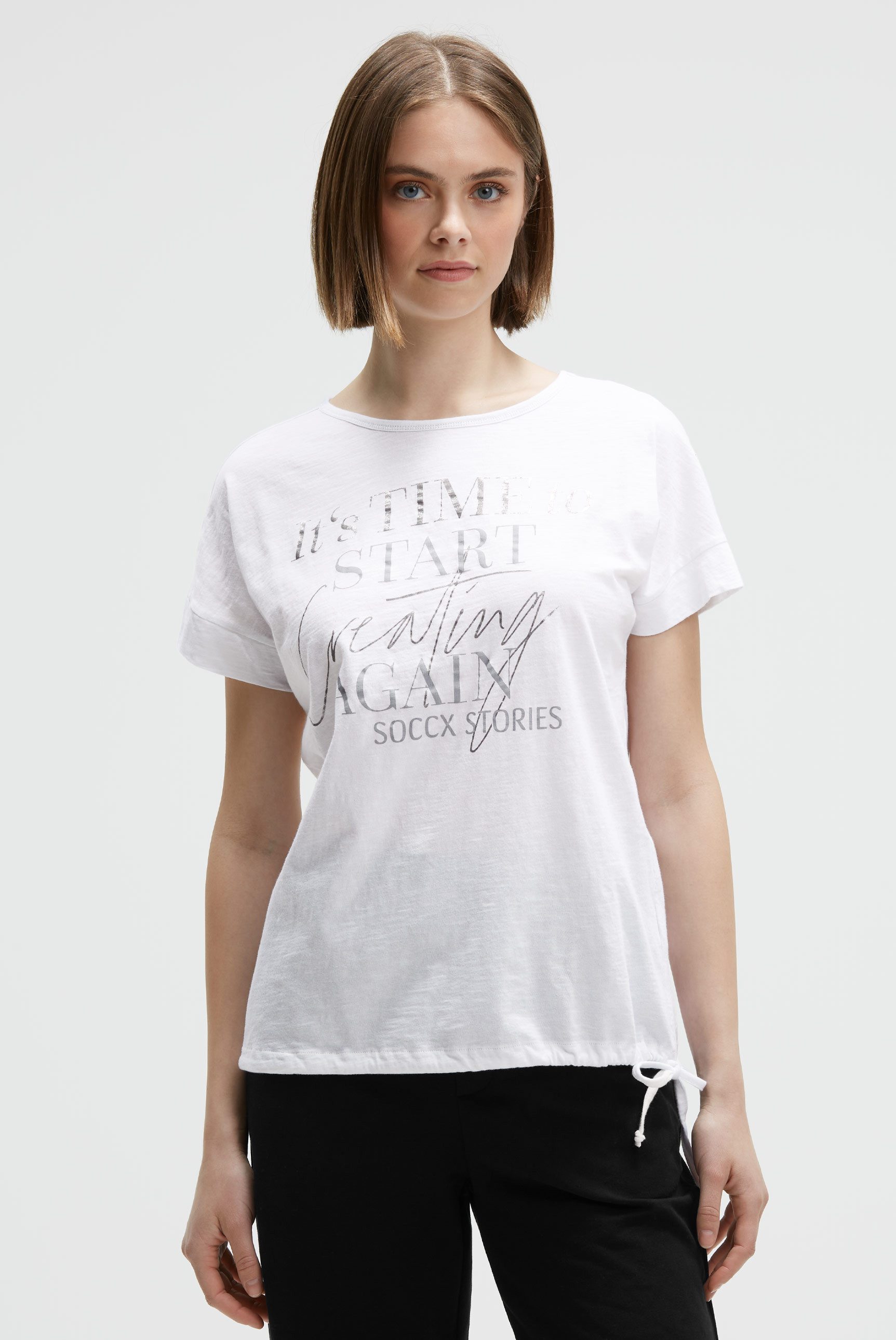 SOCCX T-Shirt SOCCX T-Shirt mit Bindebandsaum günstig online kaufen