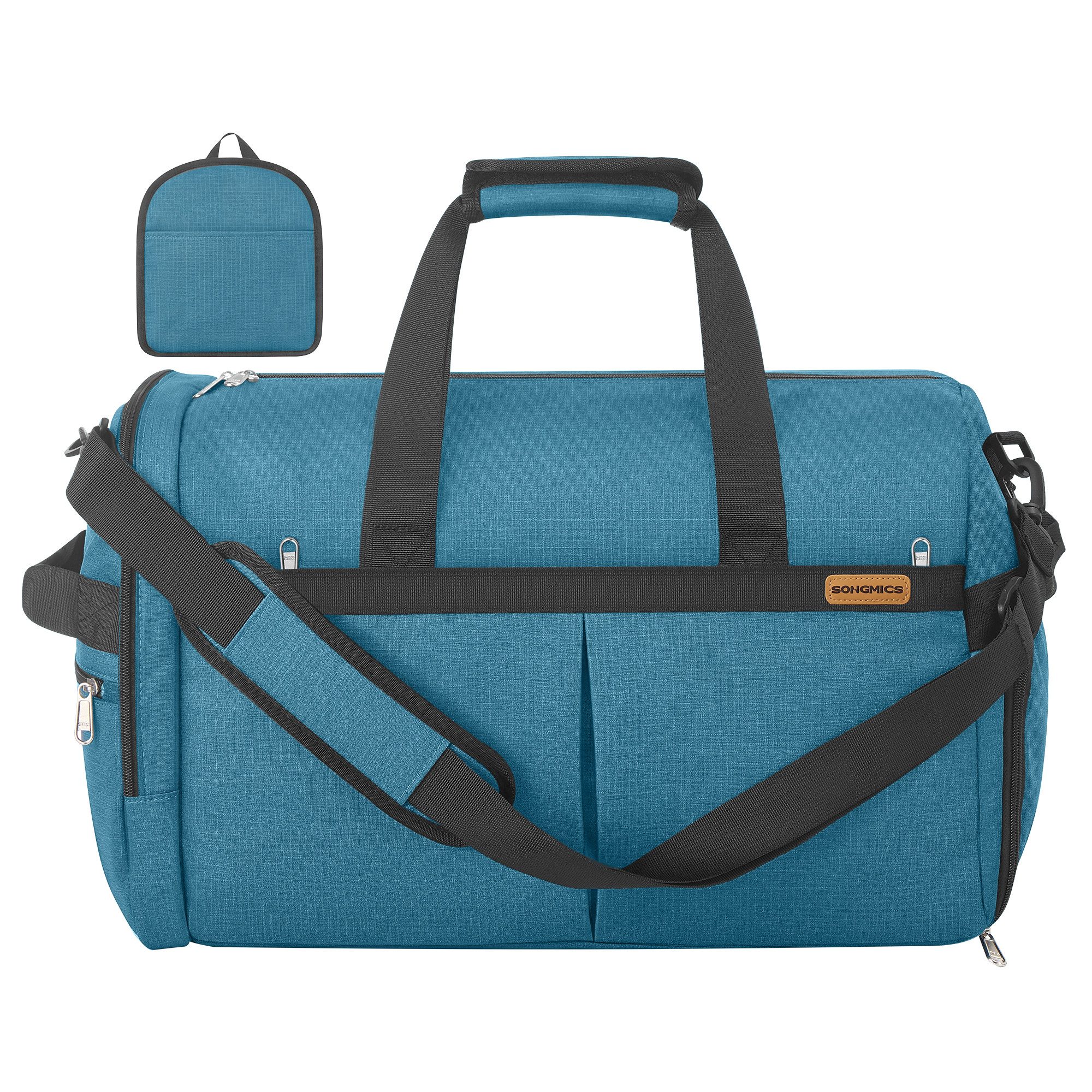 SONGMICS Reisetasche Handgepäck-Tasche, Sporttasche, faltbar mit Schuhfach und Nassfach, 50 L, 55 x 35 x 25 cm, Blau