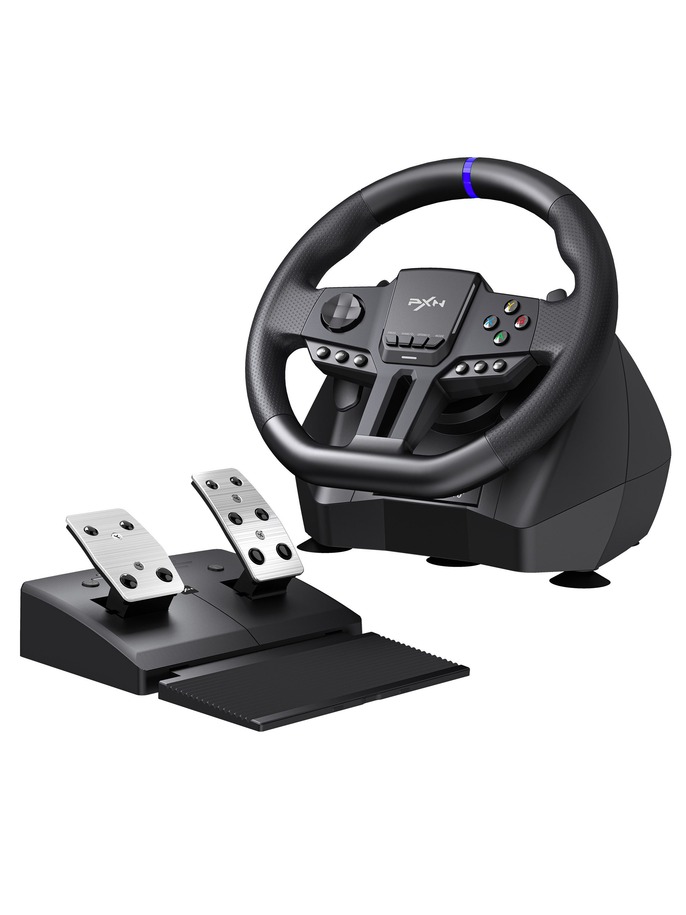 PXN Gaming-Rennlenkrad mit Hall-Effekt-Pedalen, 270°/900° umschaltbar Gaming-Lenkrad (Dual-Motor-Vibration, RGB, kompatibel mit PC, PS4, Xbox, Switch)