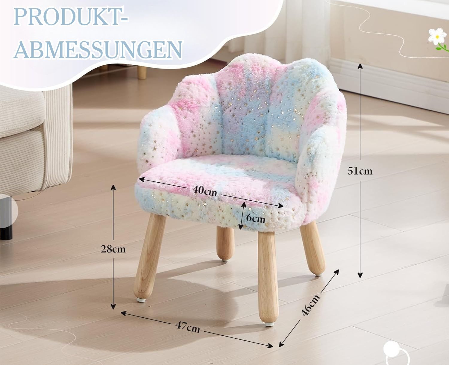 WAHSON OFFICE CHAIRS Kindersessel Kunstfell Kinderstuhl Blütenblatt Kindersofa Gepolstert, Kindercouch