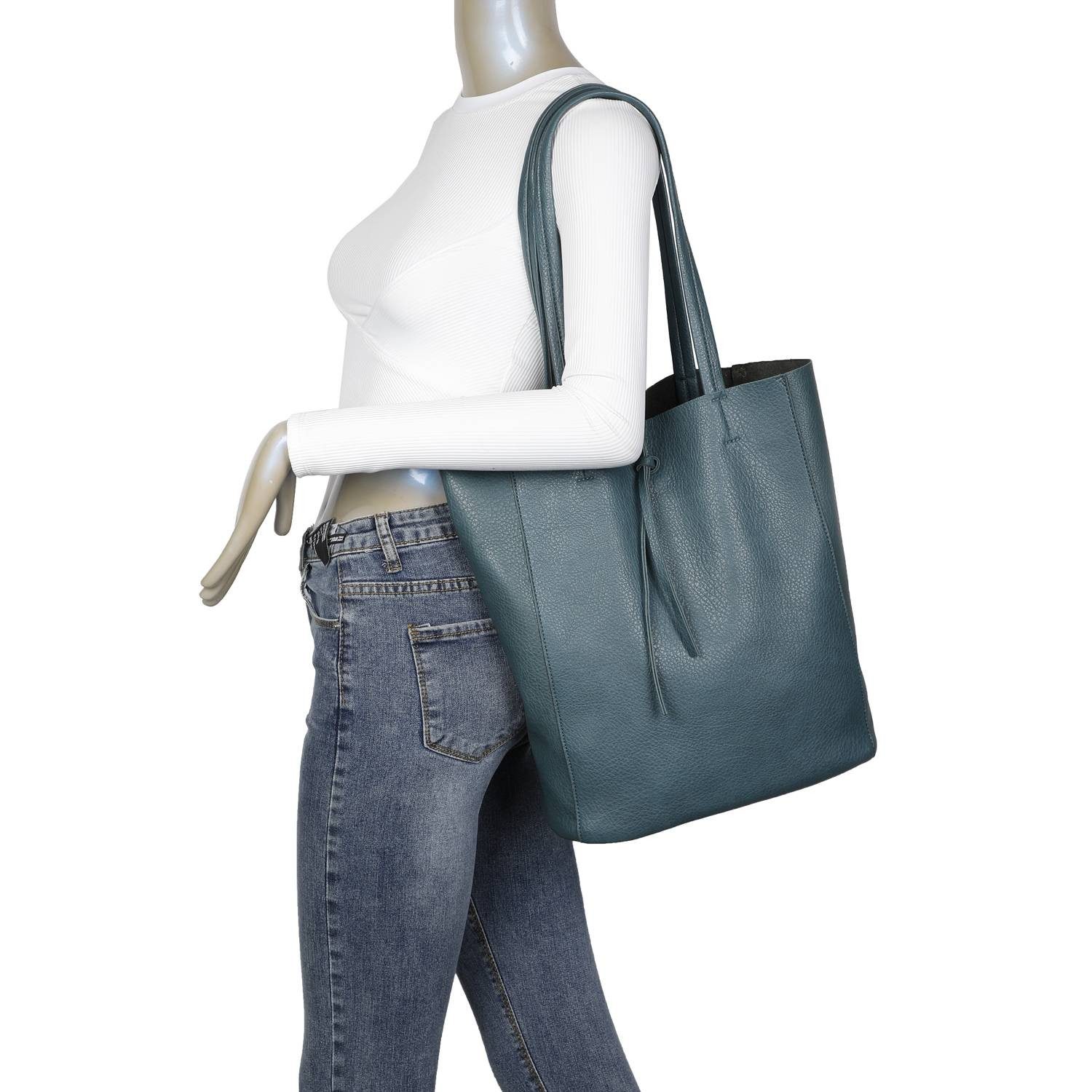 ITALYSHOP24 Schultertasche Damen XXL Tasche Shopper Umhängetasche Hobo City Tote A4 Shopping Bag (je nach Auswahl, Weekender Handtasche mit Schmucktasche, große Henkeltasche Workbag inkl. CrossOver Bag mit extra Umhängegurt), leichte Cross Over Body Brusttasche Schmucktasche Reise Urlaub Schule