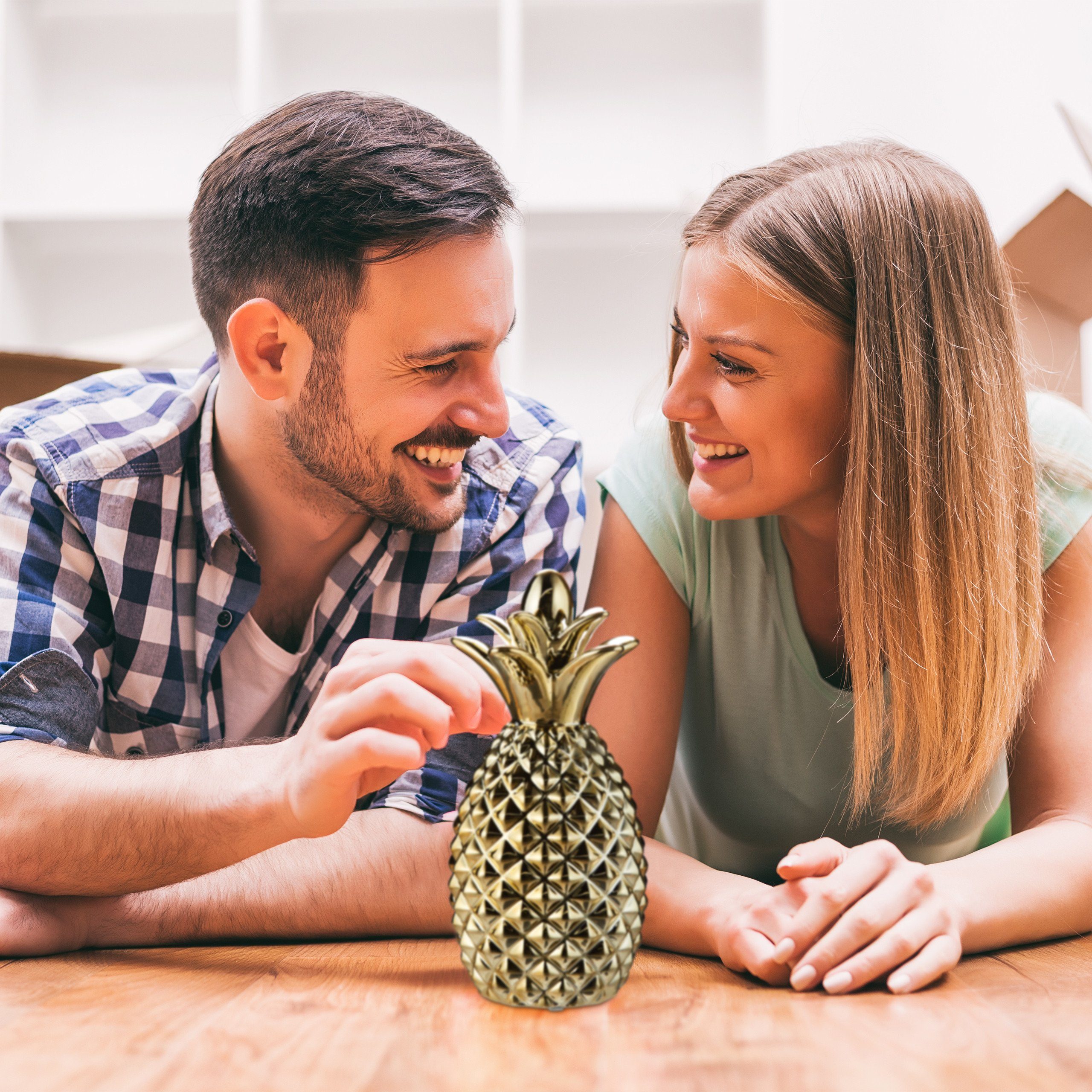 relaxdays Spardose Ananas gold