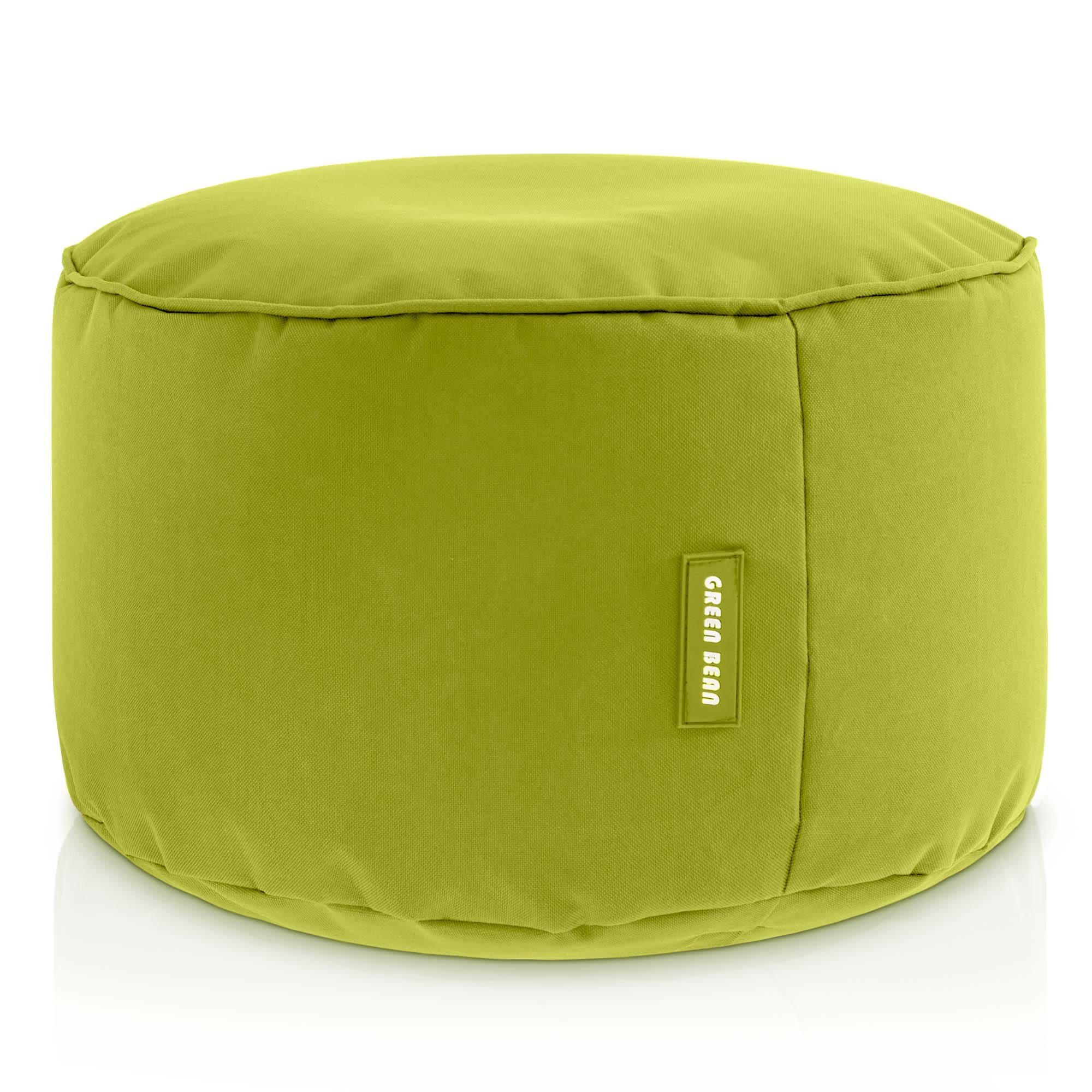 Green Bean Pouf Stay (Sitzsack-Hocker 25x45cm mit EPS-Perlen Füllung -, Fußhocker Fußkissen Sitz-Pouf für Sitzsäcke), Bodenkissen für Kinder und Erwachsene - Sitzkissen Sitzhocker Grün
