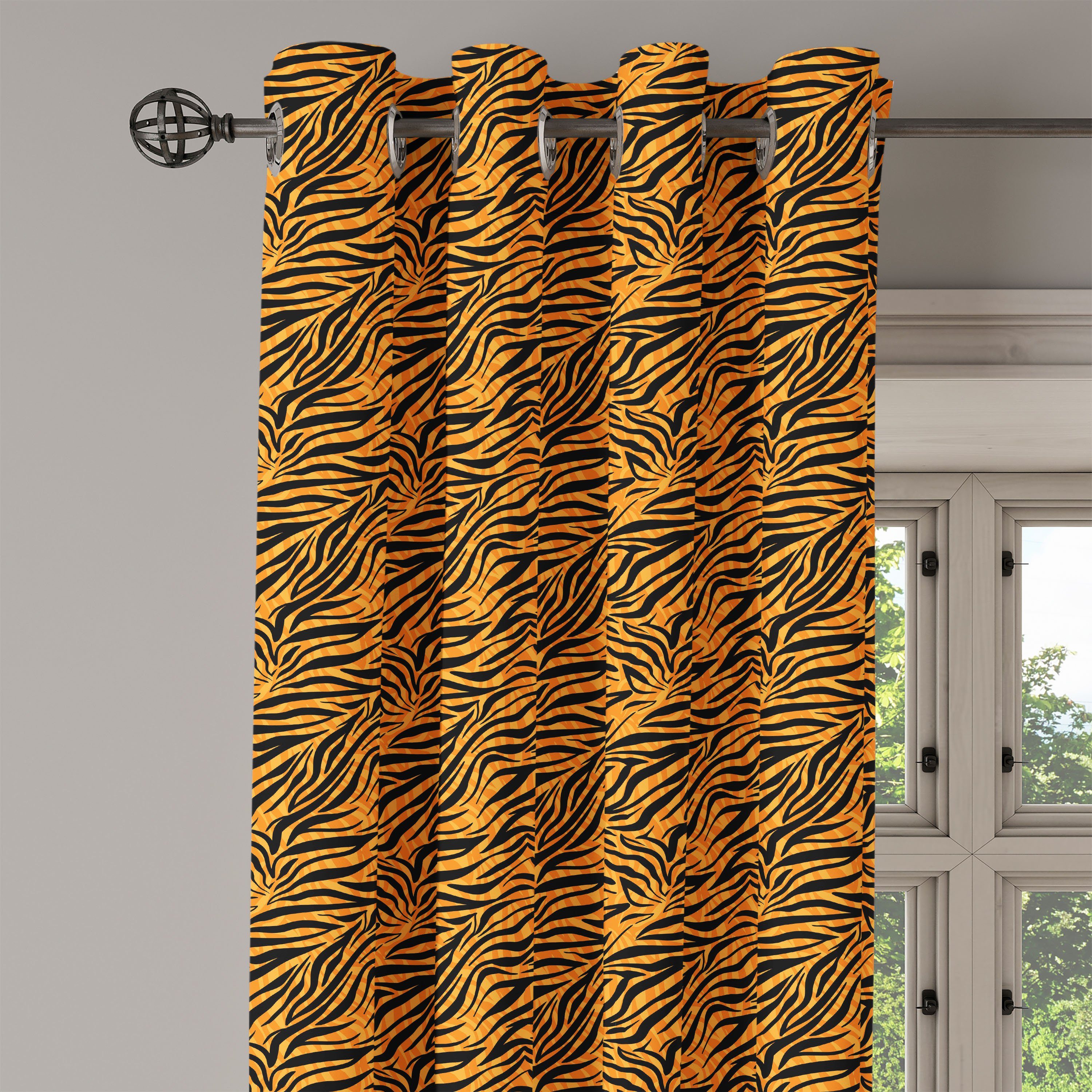 für Abakuhaus, Dekorative Skin-Motiv Tiger 2-Panel-Fenstervorhänge Wohnzimmer, Gardine Schlafzimmer Stammes