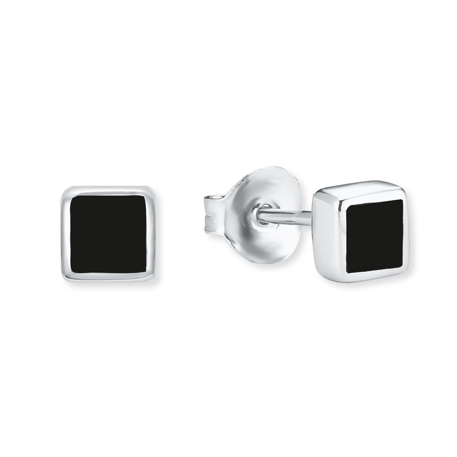 Amor Paar Ohrstecker für Damen, 925 Sterling Silber, Onyx (Ohrstecker, 2-tlg)