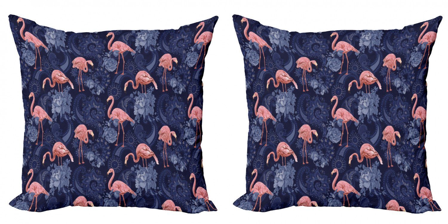 Stück), (2 Doppelseitiger Accent Blumen Jacobean Kissenbezüge Digitaldruck, Modern Exotische Flamingo Abakuhaus