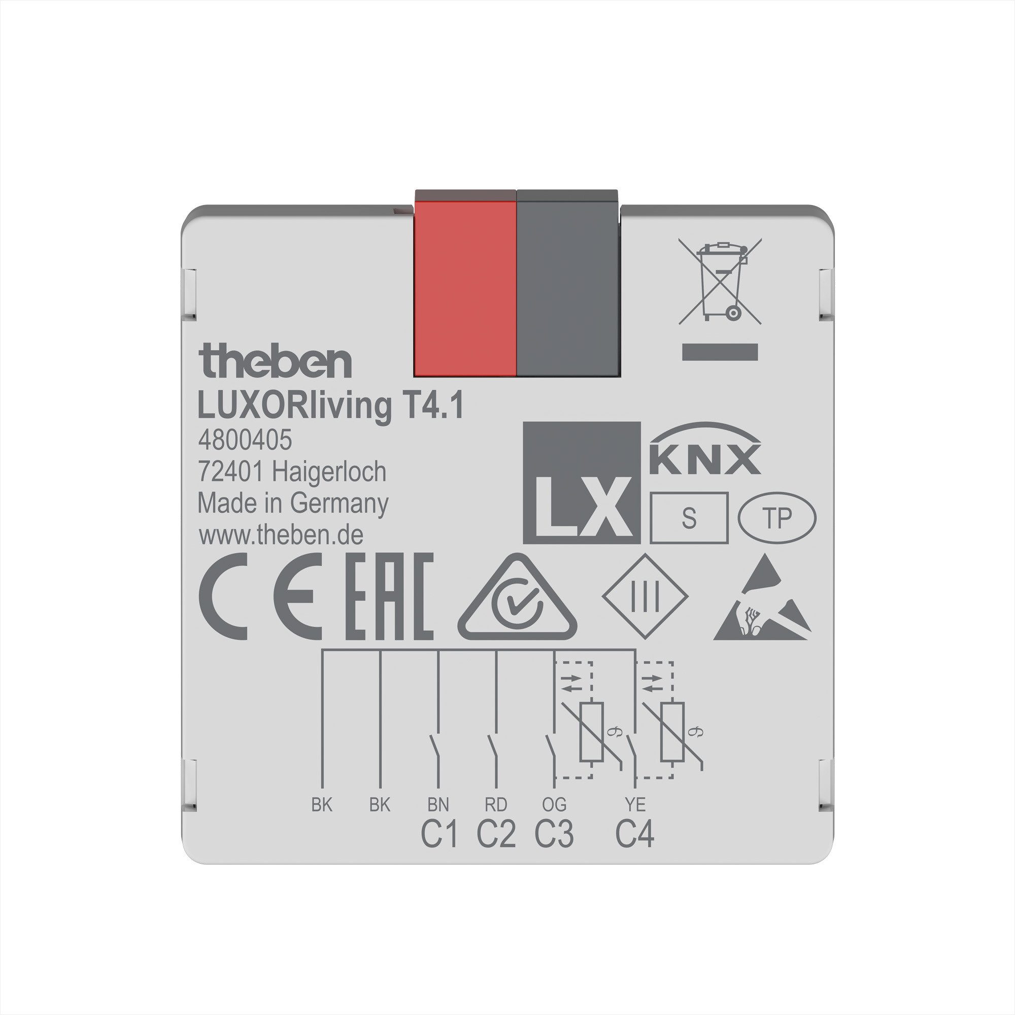 theben LUXORliving T4.1 Smart-Home-Steuerelement, 4-fach Binäreingang, LUXORliving, 6-polig, UP-Dose, Taster
