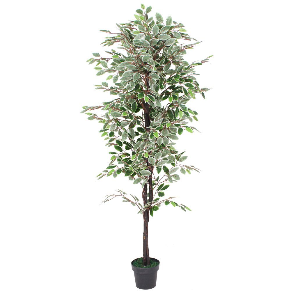 Kunstbaum Weißer Ficus Benjamin Birkenfeige Kunstpflanze Baum Künstlich 180 cm