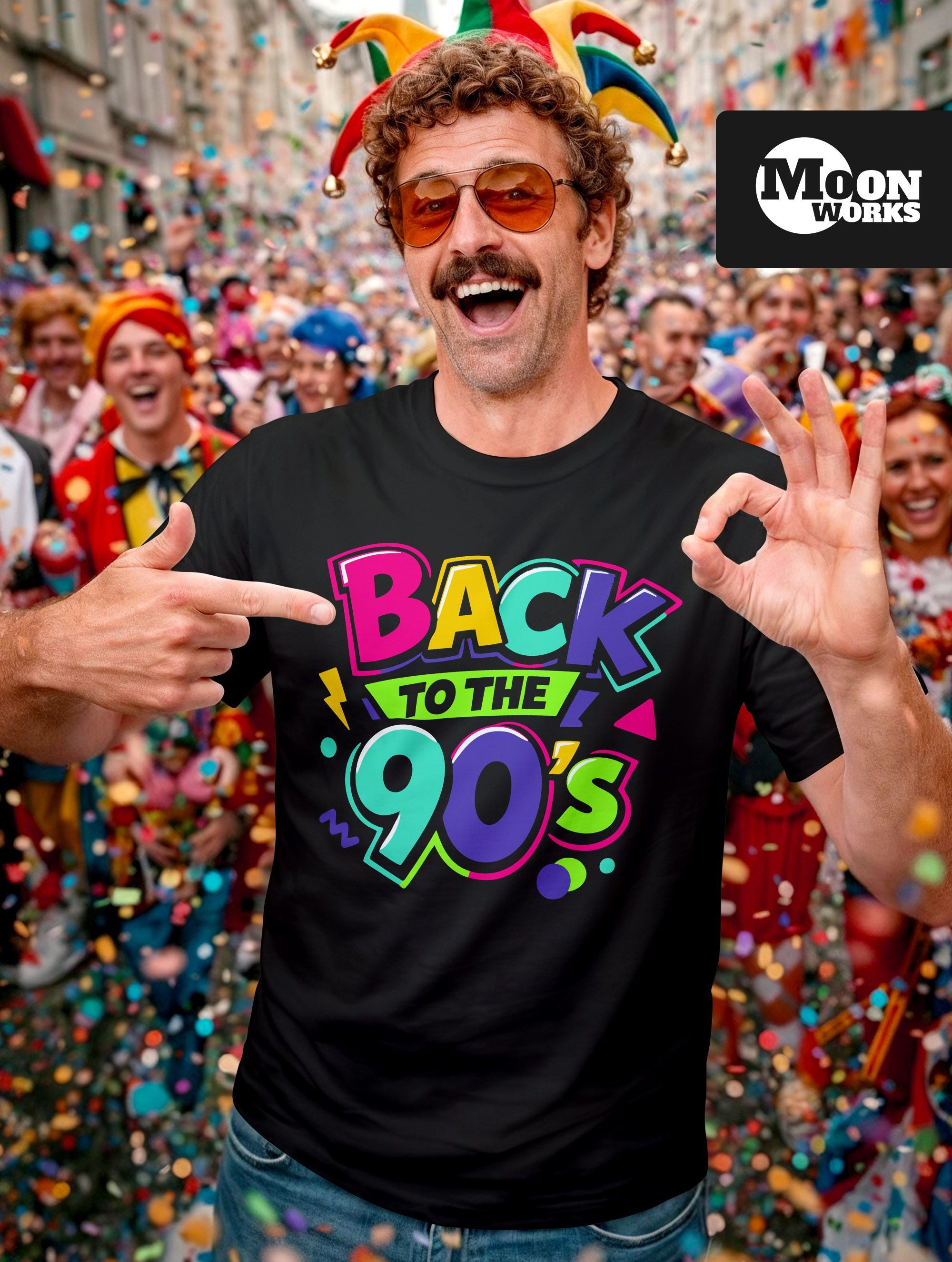MoonWorks Print-Shirt Herren T-Shirt Spruch Back to the 90s Fasching Karneval Kostüm-Ersatz mit Print