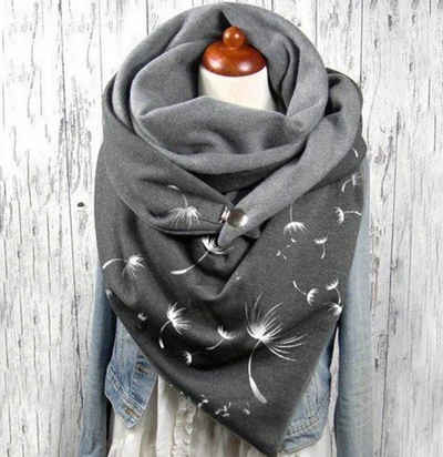 XDeer Modeschal Damen Schals Warmer Dreieckschal weicher Winterschal Herbstschal Mode Drucken Halstuch Scarf Poncho Cape mit Knopf Soft Wrap