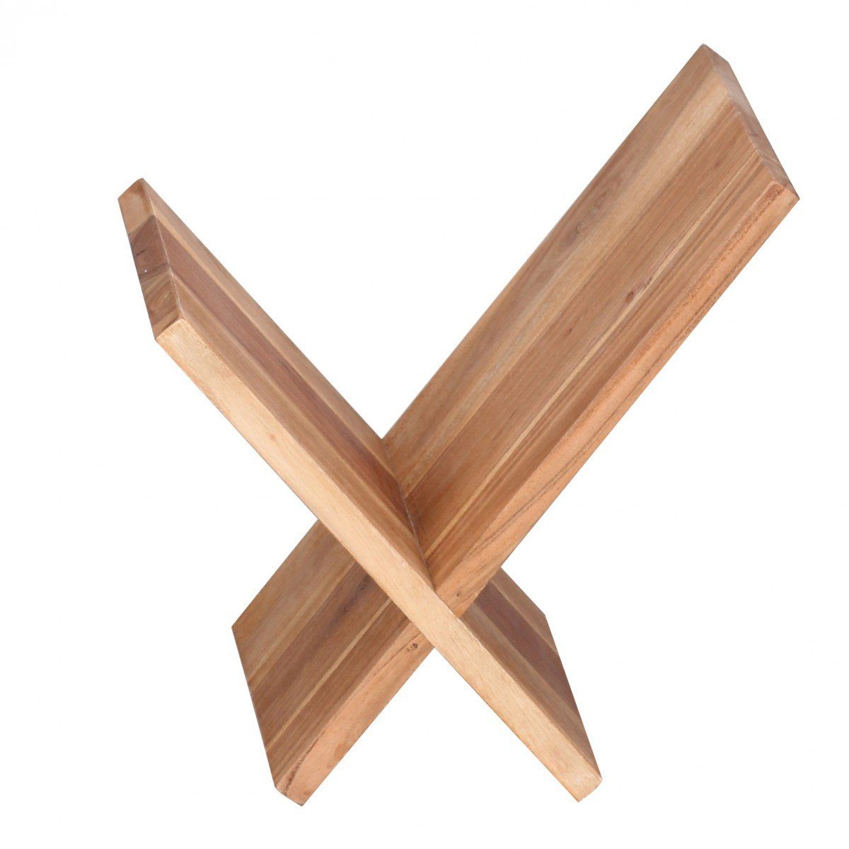 FINEBUY Zeitungsständer SuVa2549_1 Massivholz Zeitschriftenständer Prospekthalter (Zeitschriftenständer Modern, Buchständer), Akazie Massivholz X-Form 31 cm, Prospekthalter
