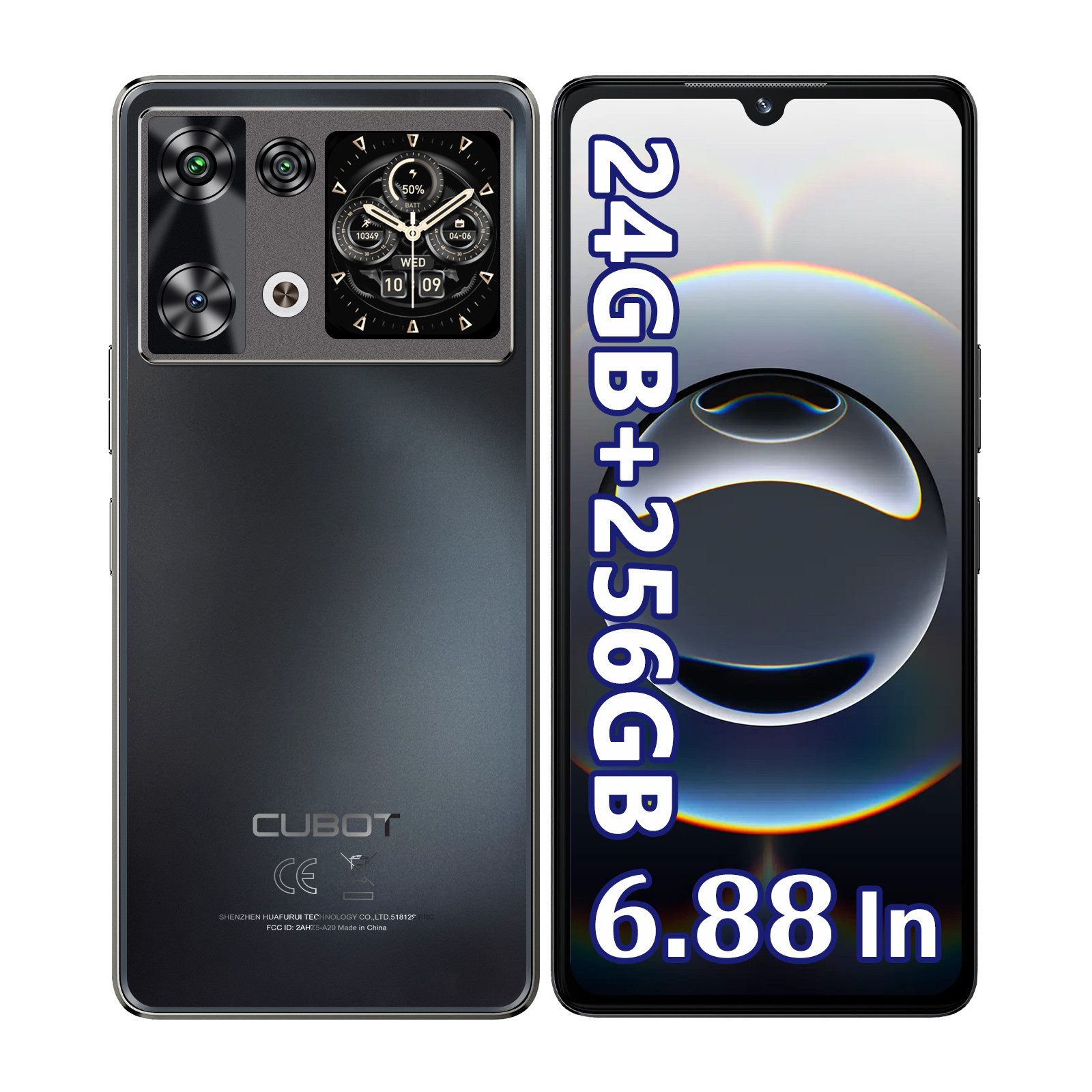 Cubot P90 Android 15 Smartphone (17,46 cm/6.88 Zoll, 256 GB Speicherplatz, 64 MP Kamera, 5100mAh, 24(12+12)GB+256GB /1TB, 6.88" HD+ 120Hz, NFC, GPS, Face ID)