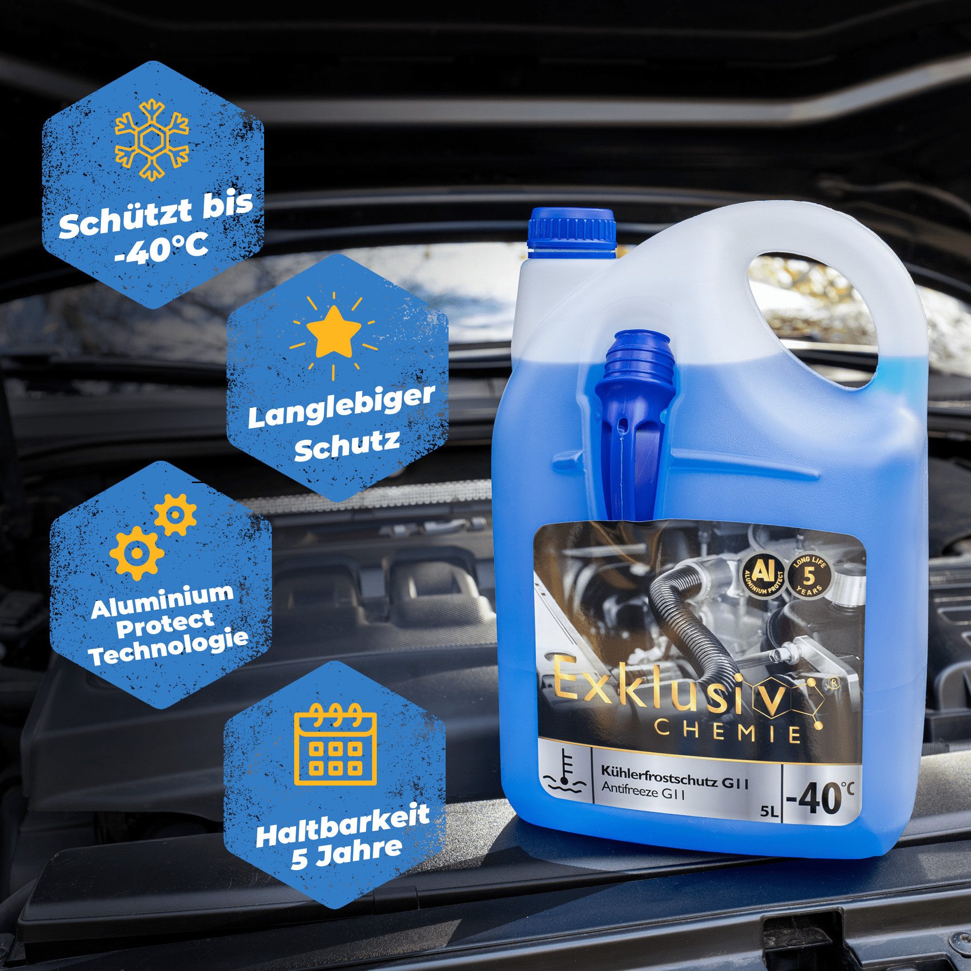 Exklusiv Chemie GmbH Kühlerfrostschutz G11 Kühlerfrostschutz 5L, bis -40 °C, 5 l, 5 Jahre – Bild 4 von 5