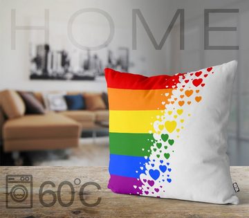 Kissenbezug, VOID (1 Stück), Regenbogen Streifen Herzen Farben bunt Herz Gay pride flag parade clu