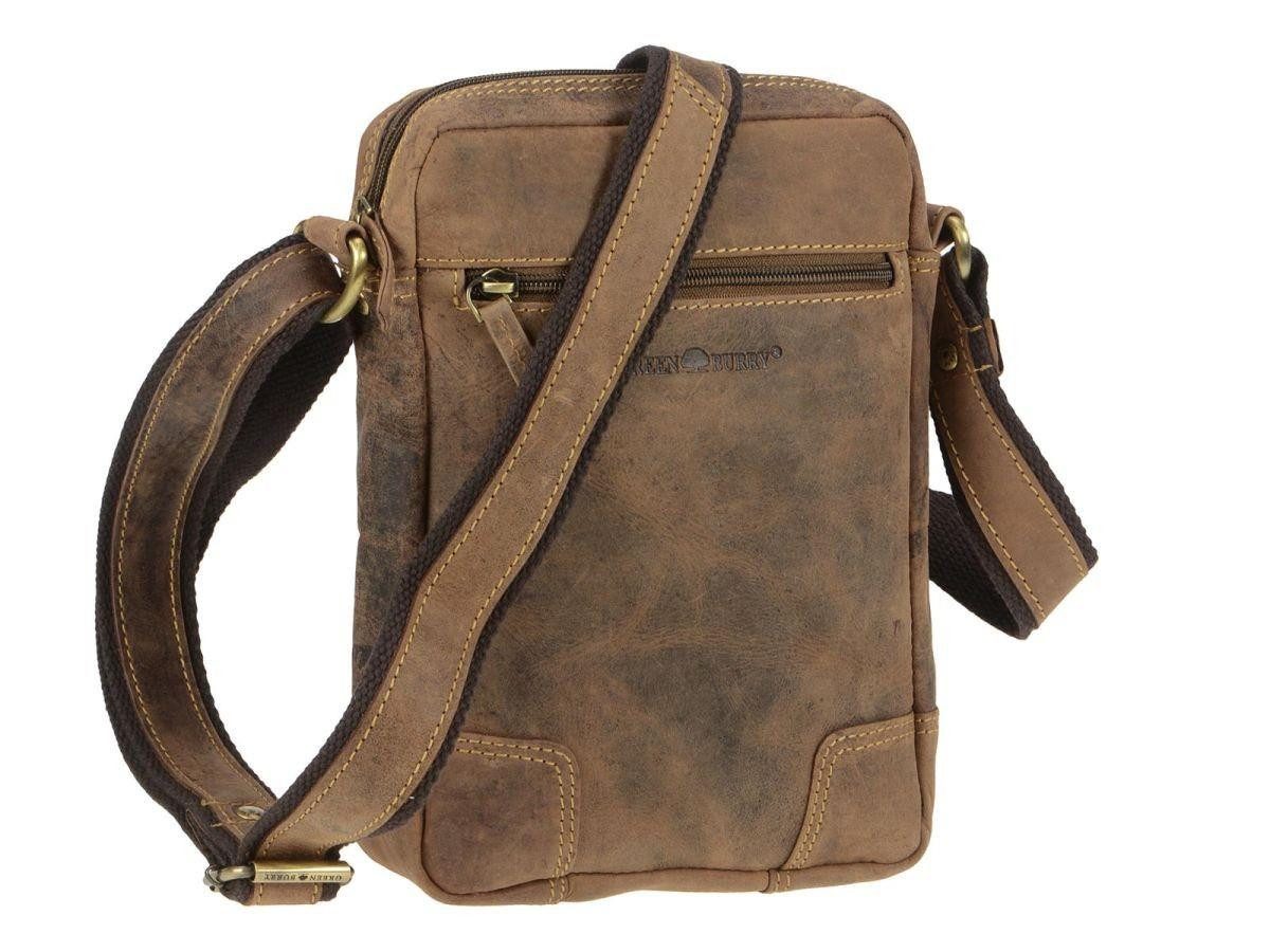 Greenburry Umhängetasche "Vintage" Leder, used Look, Schultertasche, Herrentasche, 21x25cm