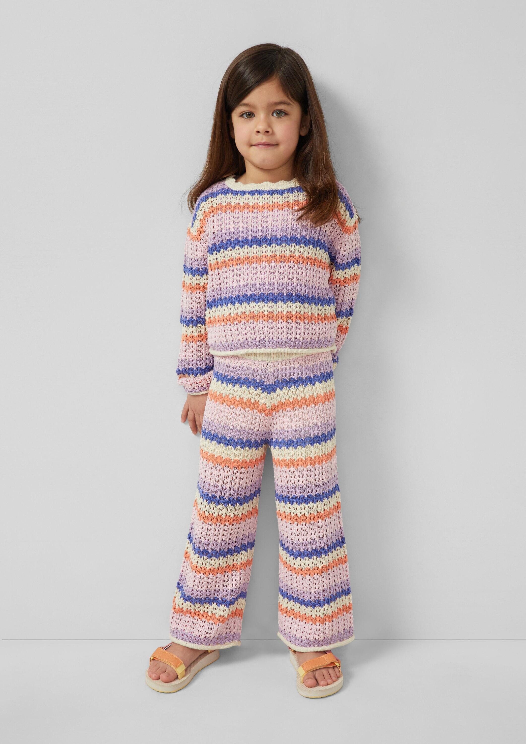 s.Oliver Longpullover Strickpullover Verkürzter Ajour-Stickpullover im Loose Fit