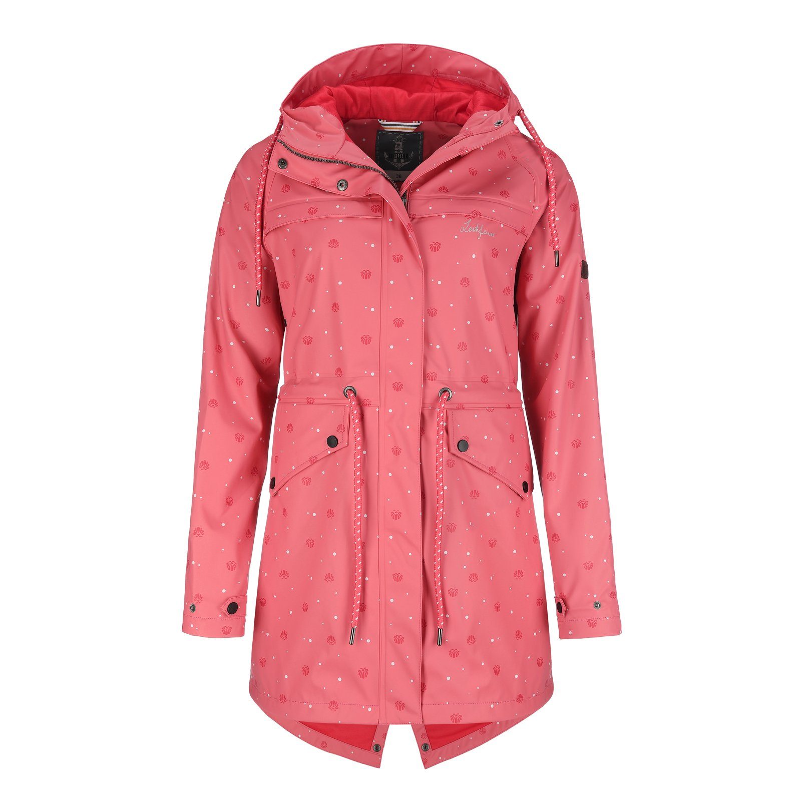 Coastguard Regenmantel Damen PU-Kurzmantel Allover-Print Muschel - Regenjacke wasserdicht