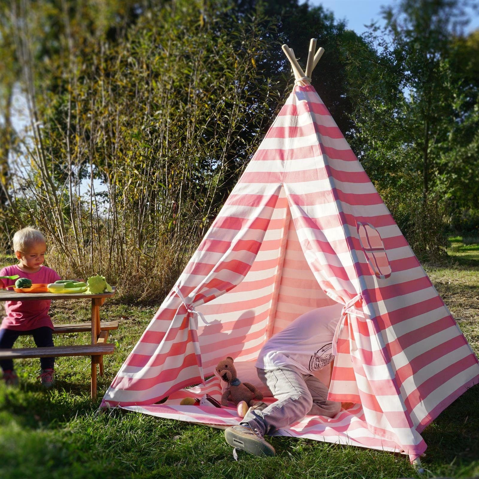 für rosa Tipi-Zelt Lønne Kinderzelt, Kinder gestreift (6er Hej Tipi Set) Zelt