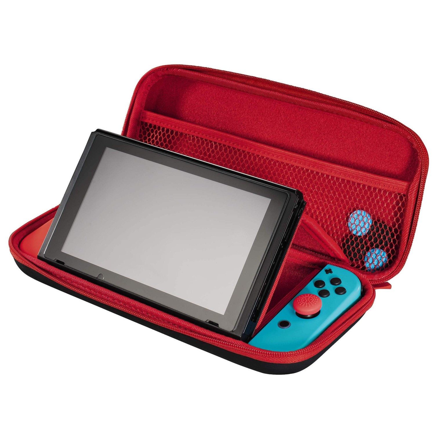Hama Zubehör-Set Tasche Schutzglas für Nintendo Switch Switch-Controller (Spar-Set, 8 St., Hard-Case Hardcase Schutz-Hülle Reise-Etui Controller Stick-Aufsätze)