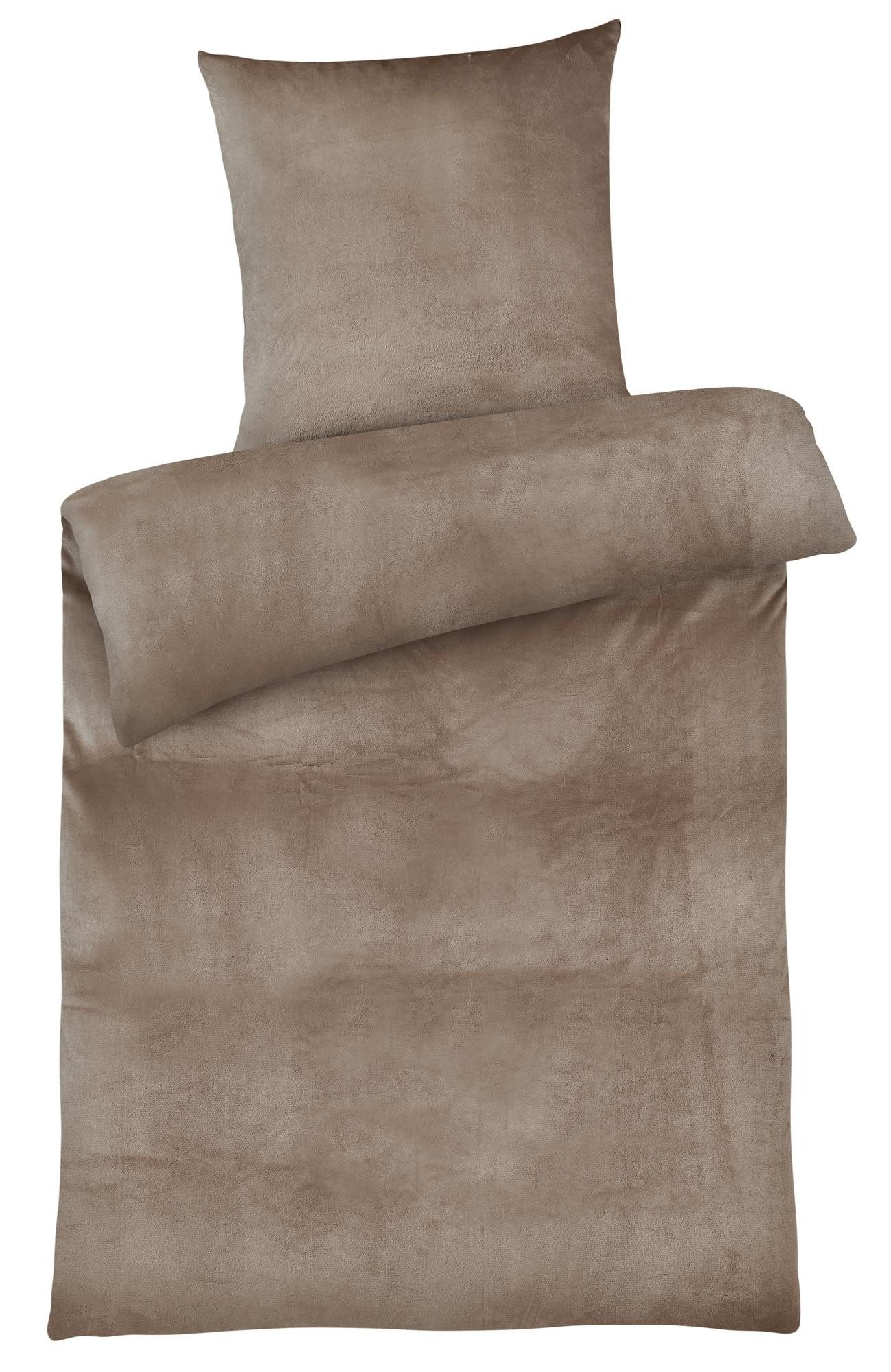 Carpe Sonno Bettwäsche Cashmere-Touch Bettwäsche 155x220 cm aus 100% Polyester, Microfaser-Fleece, 2 teilig, Warme kuschelige einfarbige Bettwäsche Dunkelgrau G – Bild 2 von 5