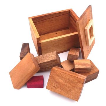 ROMBOL Denkspiele Spiel, Knobelspiel Teufelsstein - anspruchsvolles, interessantes 3D-Puzzle aus Holz, Holzspiel
