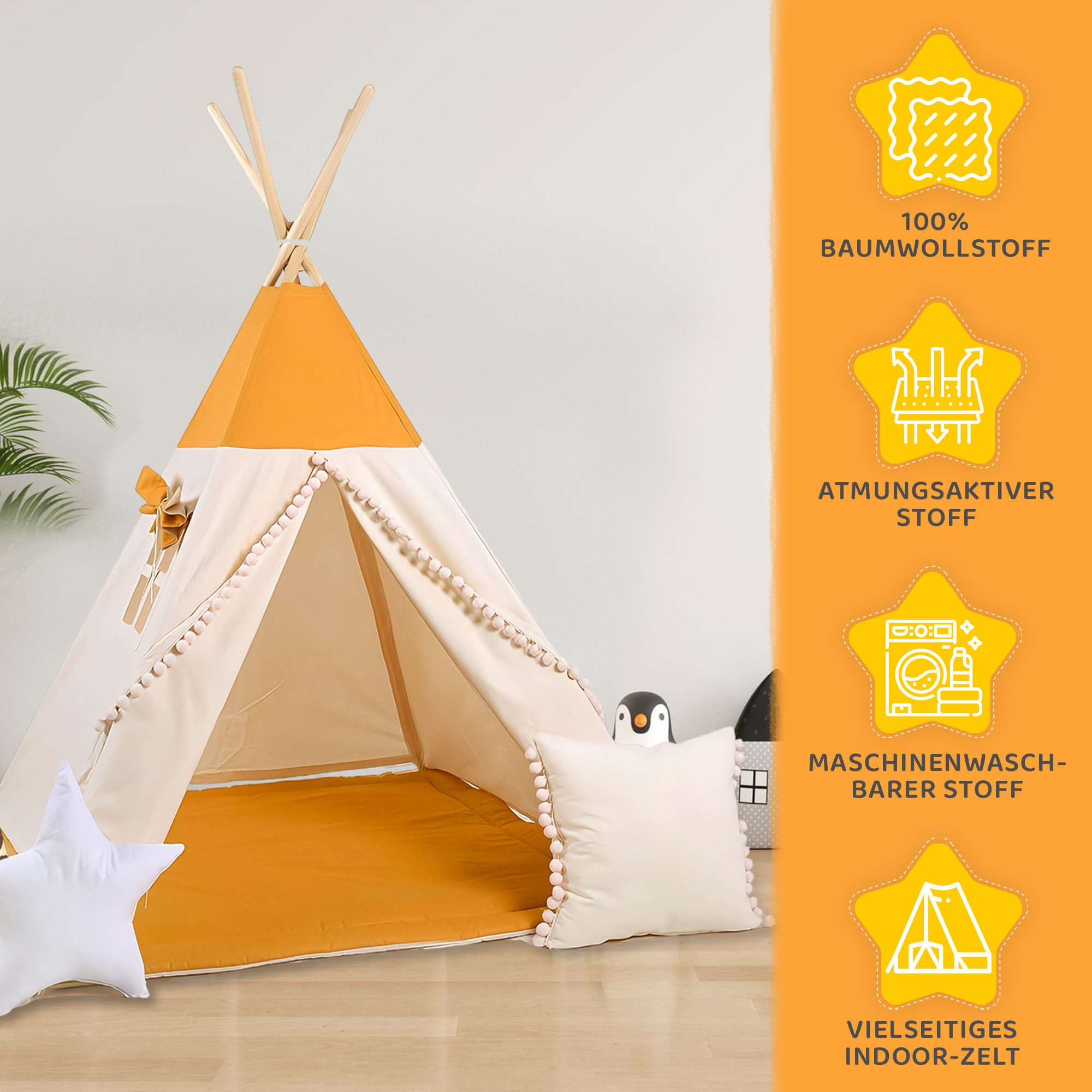 Rainbow Kids Tipi-Zelt Kinderzelt Spielzelt Teepee günstig online kaufen