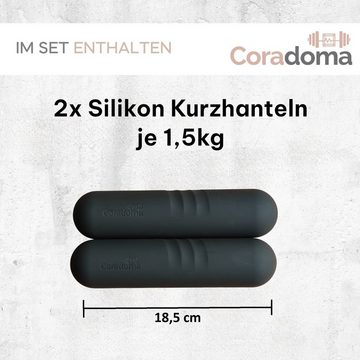 Coradoma Kurzhantel aus Silikon 2er Set mit 1,5 / 2,5 kg pro Hantel, rutschfeste Gewichte, Fitness Krafttraining für Zuhause