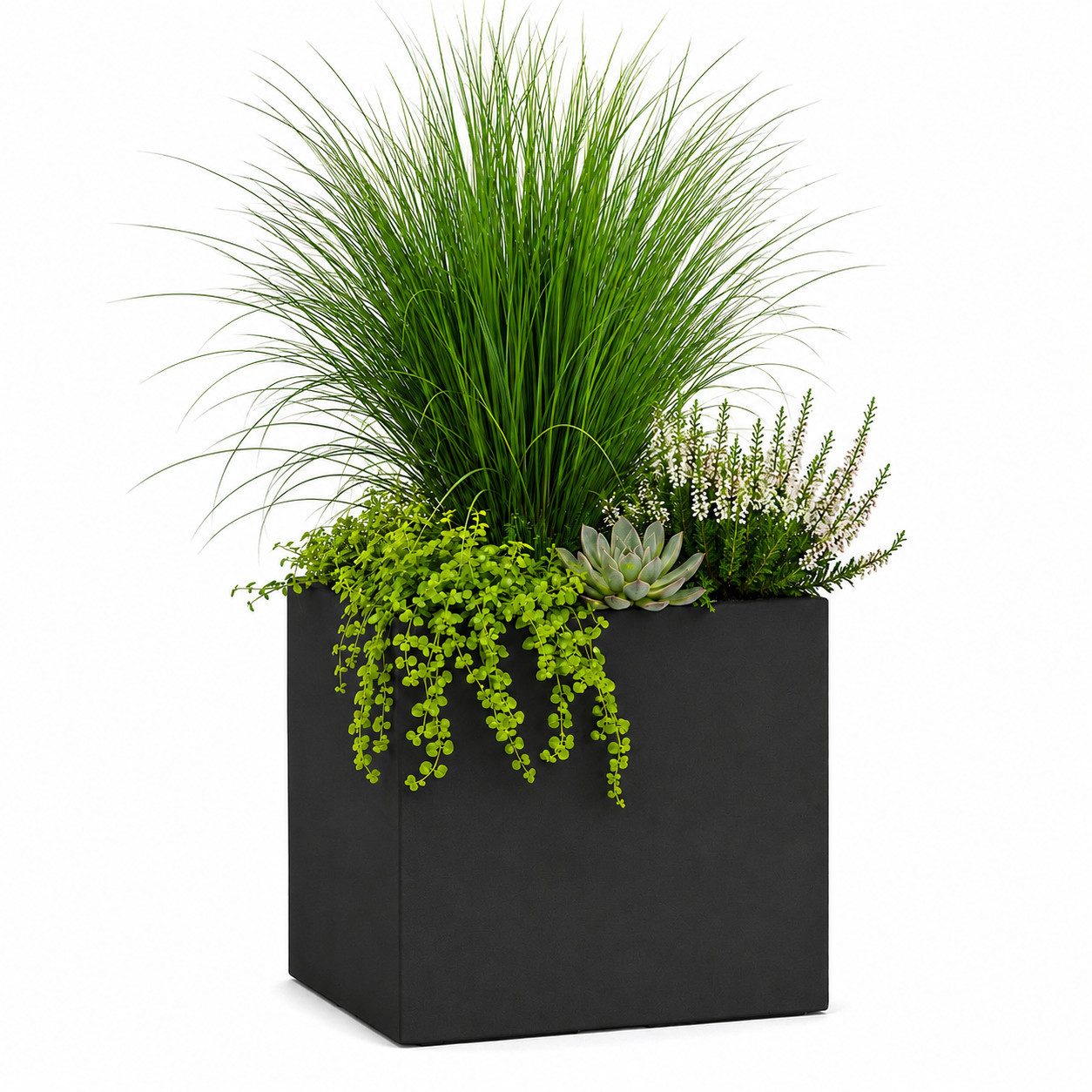 Pflanzwerk® Pflanzkübel CUBE Premium Fiberglas Blumenkübel Frostbeständig mit Lotus-Effekt, Lotus-Effekt - Handgefertigt - Eckig - Frostbeständig