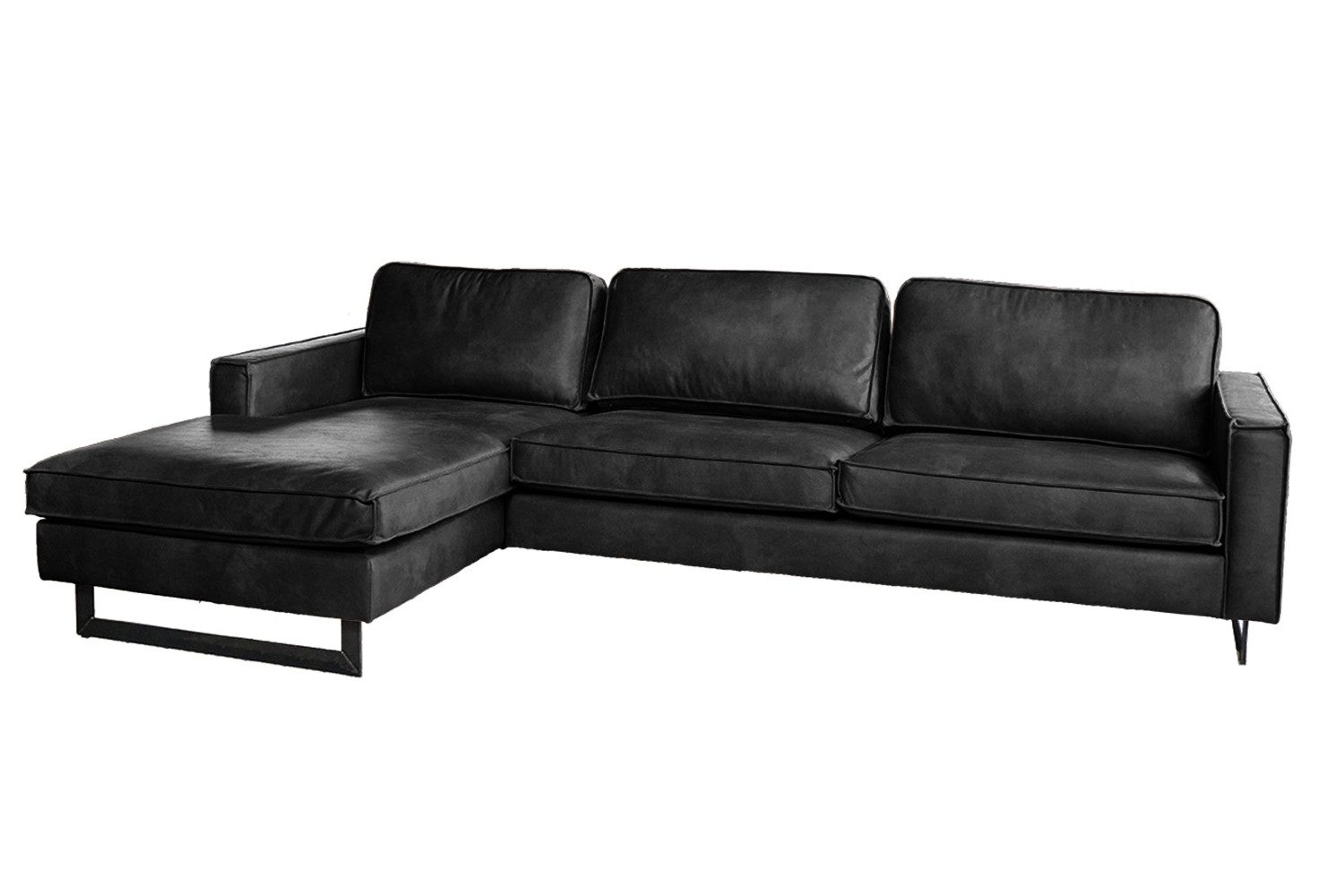 KAWOLA Ecksofa VILNIUS, Couch L-Form mit Longchair rechts oder links Lederfaserstoff