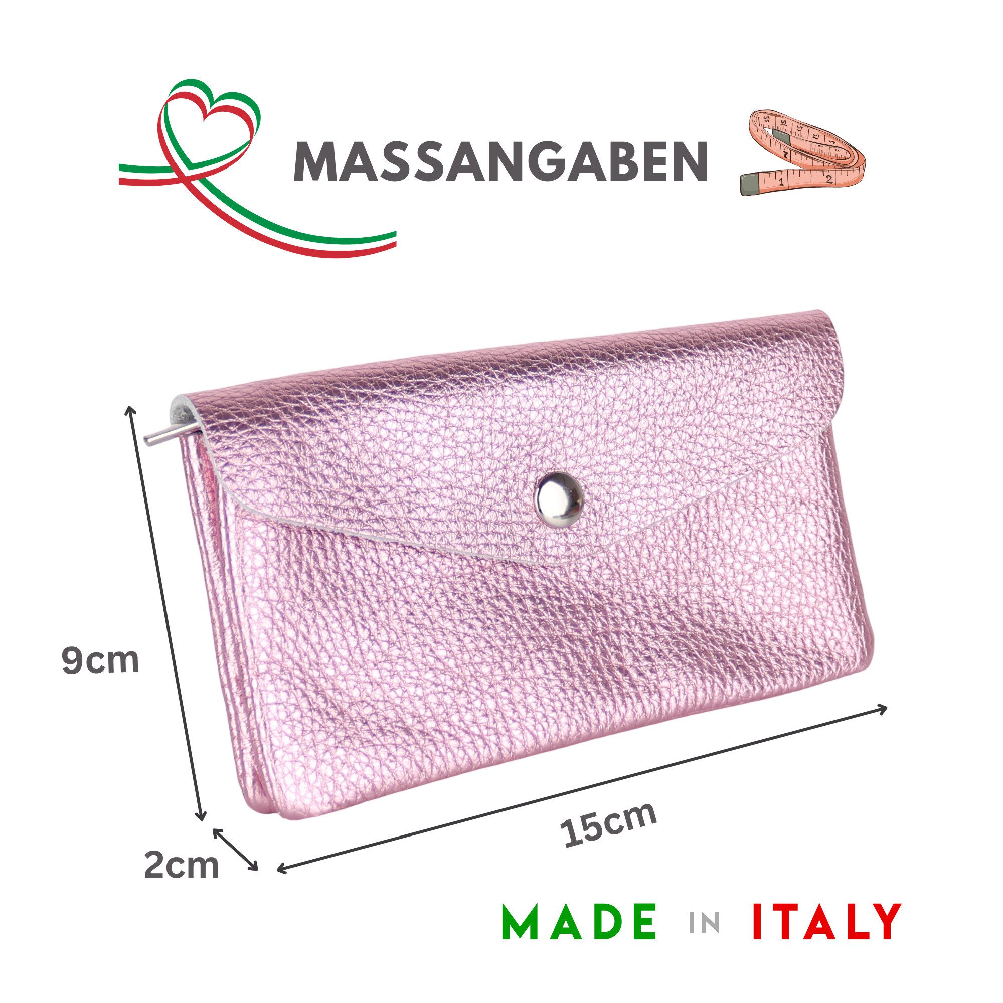 MIRROSI Mini Geldbörse Mittelgroße Portemonnaie MADE IN ITALY Echtleder (15x9x2cm BxHxT) – Bild 3 von 4