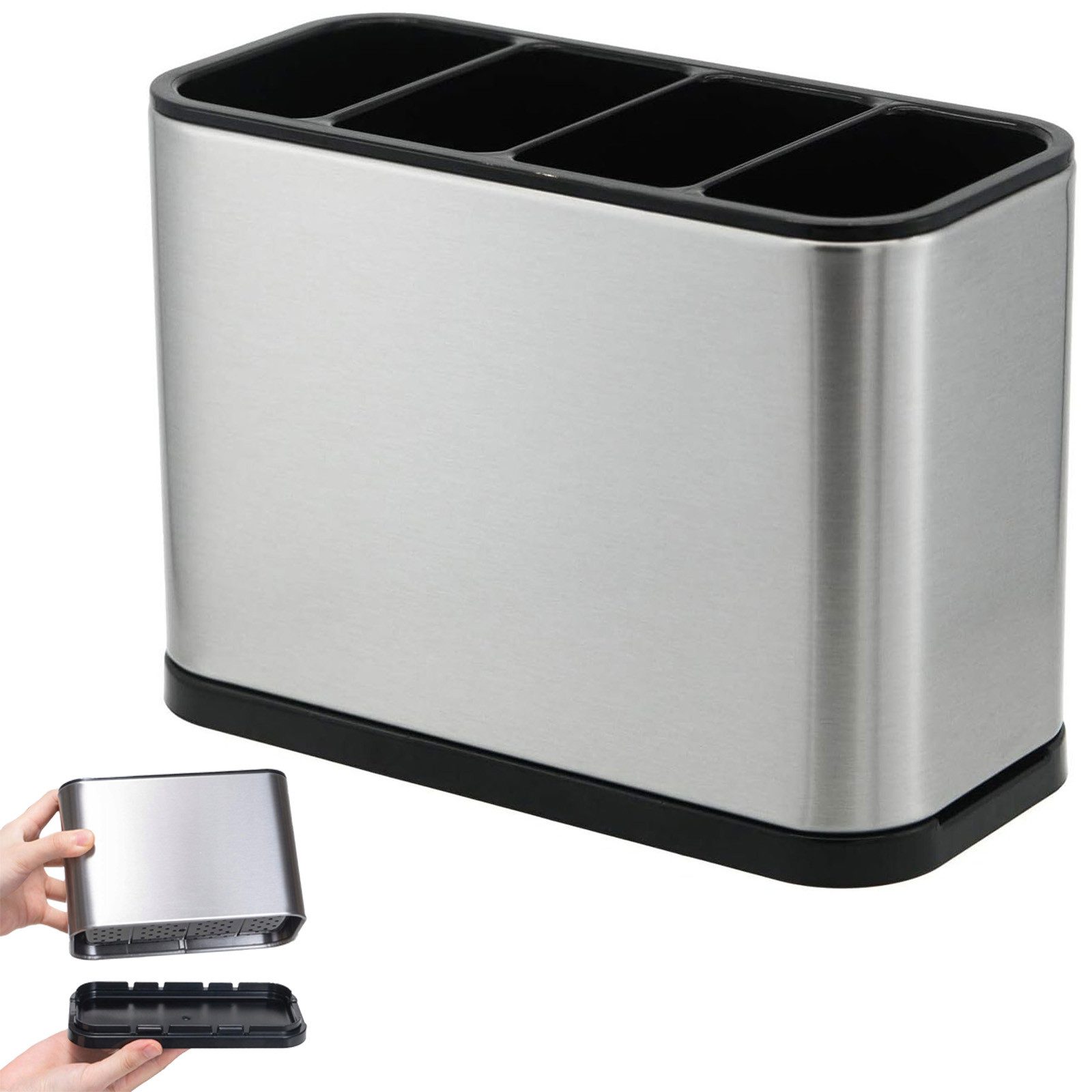 MODFU Besteckhalter 4-Fach Besteckständer Besteckkorb mit Abtropfschale, (A günstig online kaufen