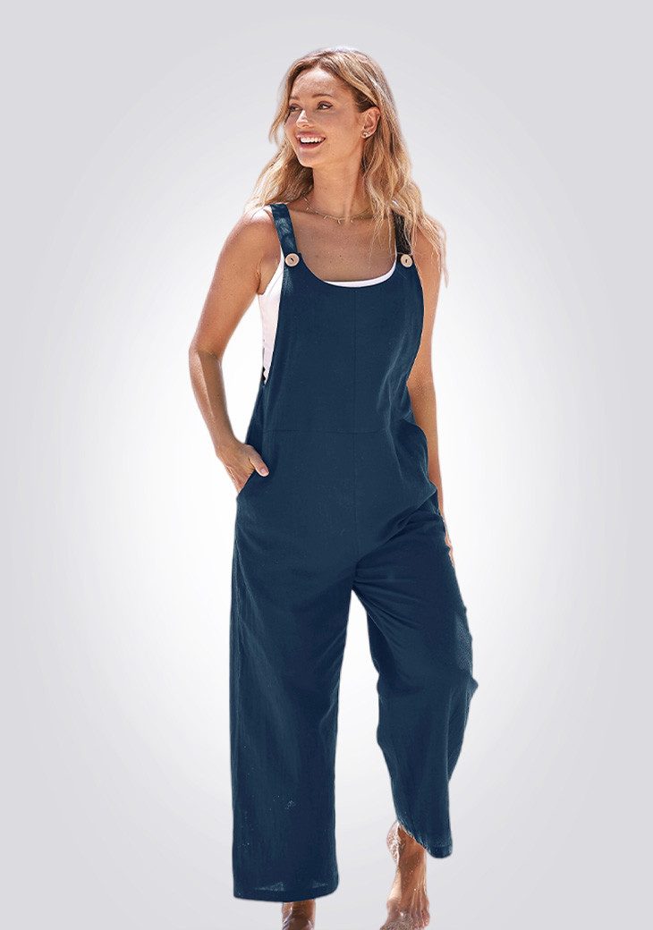Cupshe Jumpsuit Latzhosen-Jumpsuit mit weitem Bein ärmelloser Jumpsuit mit spitz zulaufendem Bein