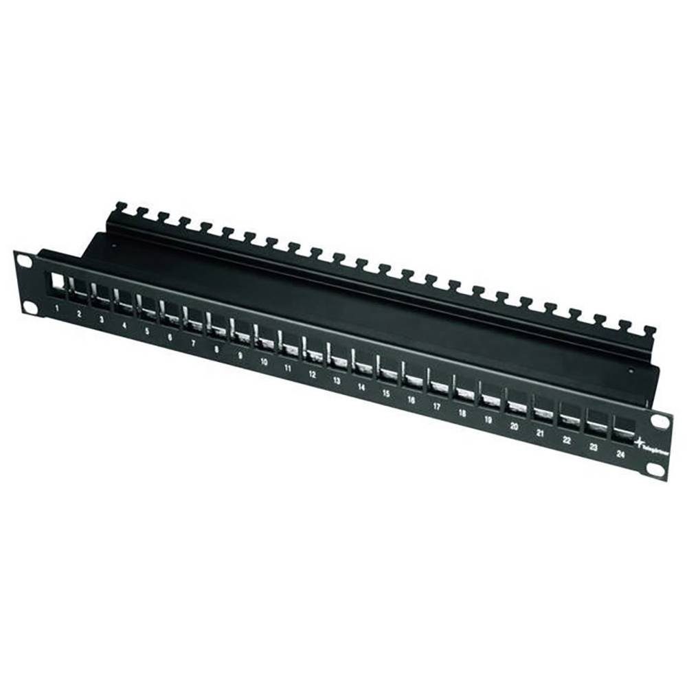 19″ Modulträger 1 HE inkl. Kabelabfangung Netzwerk-Patch-Panel