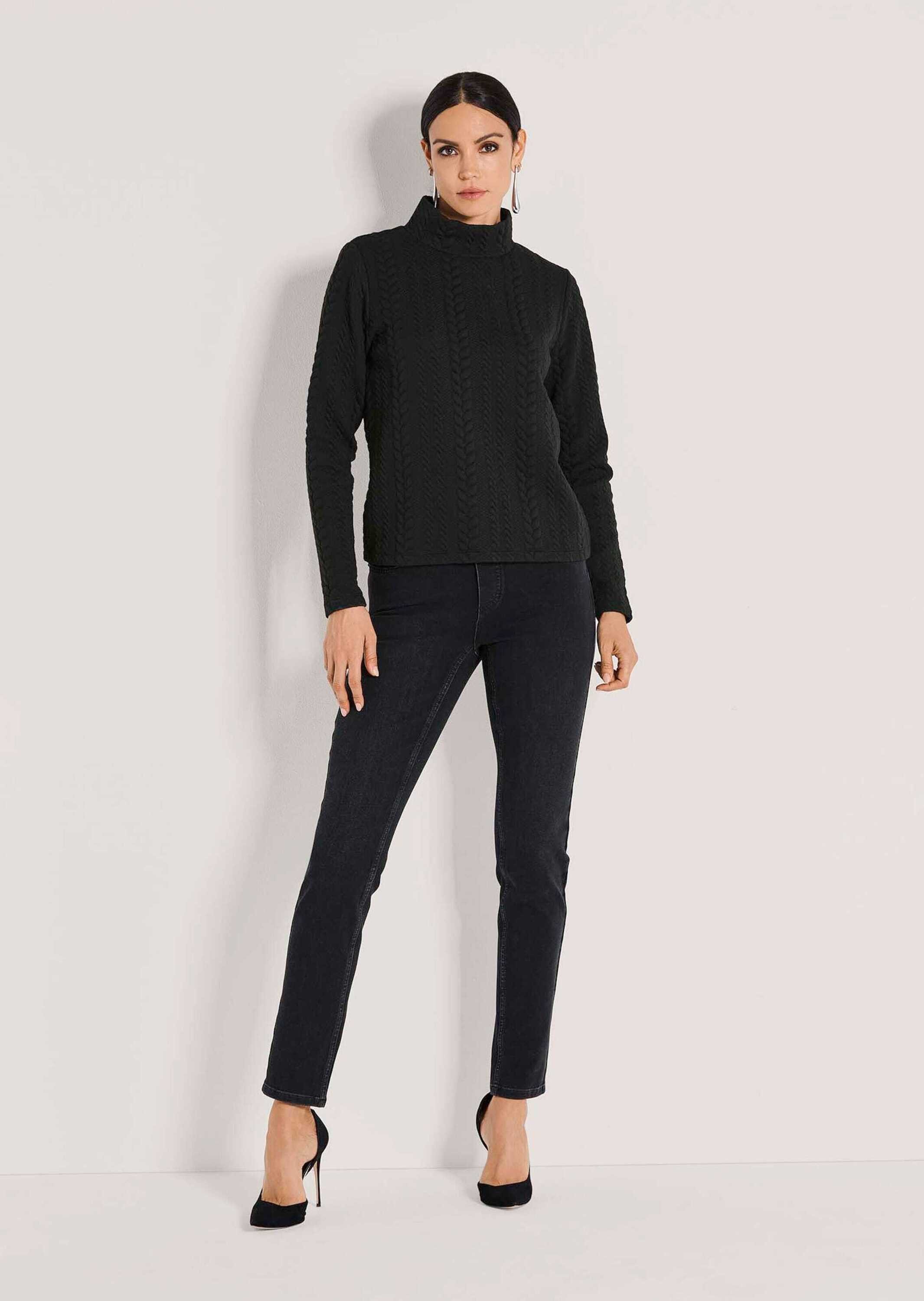 Langarmshirt Sweatshirt mit Zopfstruktur