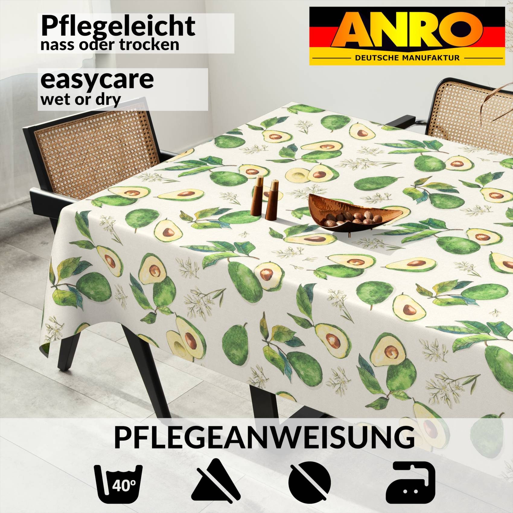 ANRO Tischdecke Stoff Digitalprint Tischtuch EasyClean ACRYL Beschichtet Tischwäsche (Einzelstück 1-tlg), auch als Gartentischdecke - ACRYL Beschichtet