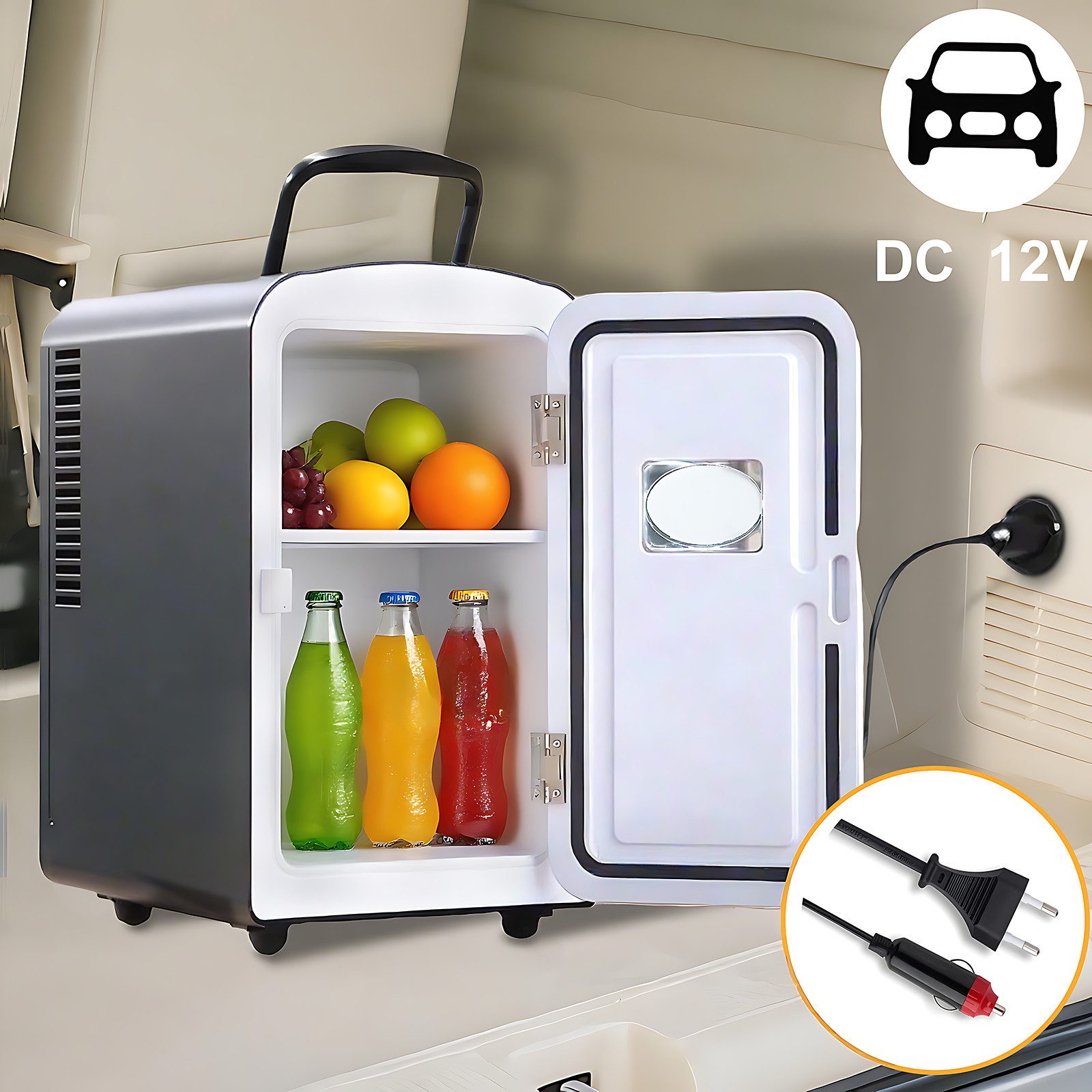 Kühlbox 4L Klein Kühlschränke Mini Fridge 12V Leise 24T x 17,5B x 20,5H cm