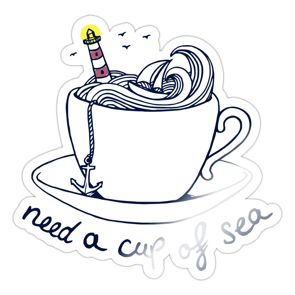 Spreadshirt Aufkleber Maritim Spruch I Need A Cup Of Sea Sticker Aufkleber